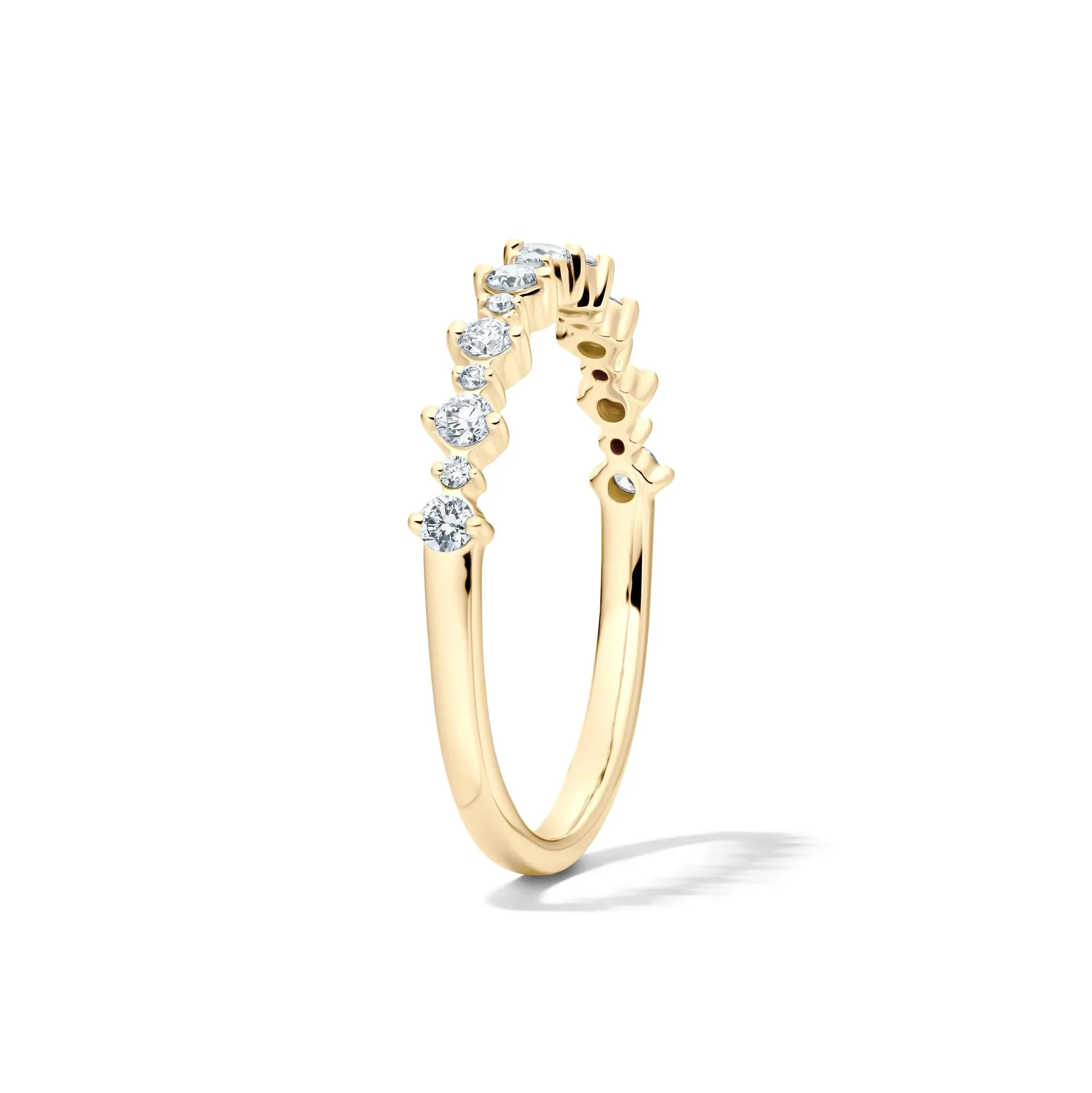 1/4 CT. Tw. Lab Grown Diamond Prong Stack Band Ring 10K Yellow Gold Round Brilliant Cut Size 7.5 1mm - Image 3