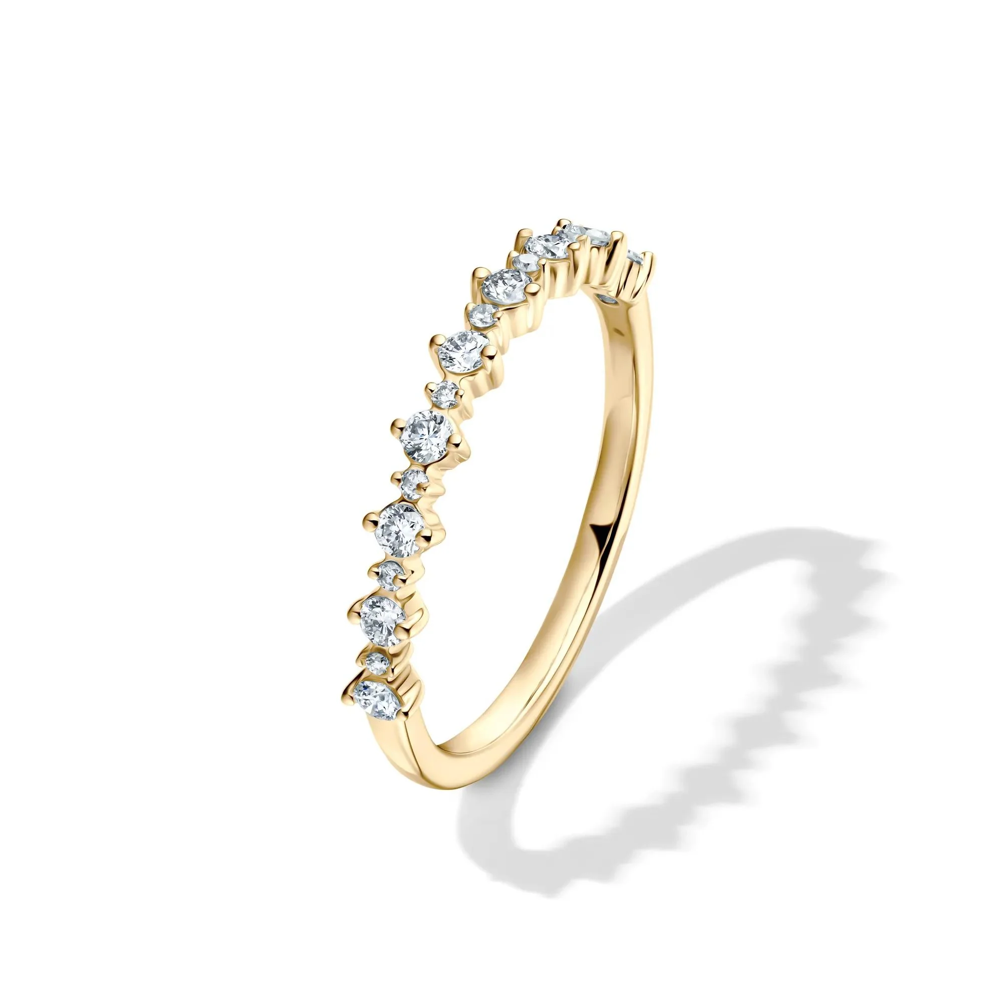 1/4 CT. Tw. Lab Grown Diamond Prong Stack Band Ring 10K Yellow Gold Round Brilliant Cut Size 8 1mm - Image 4