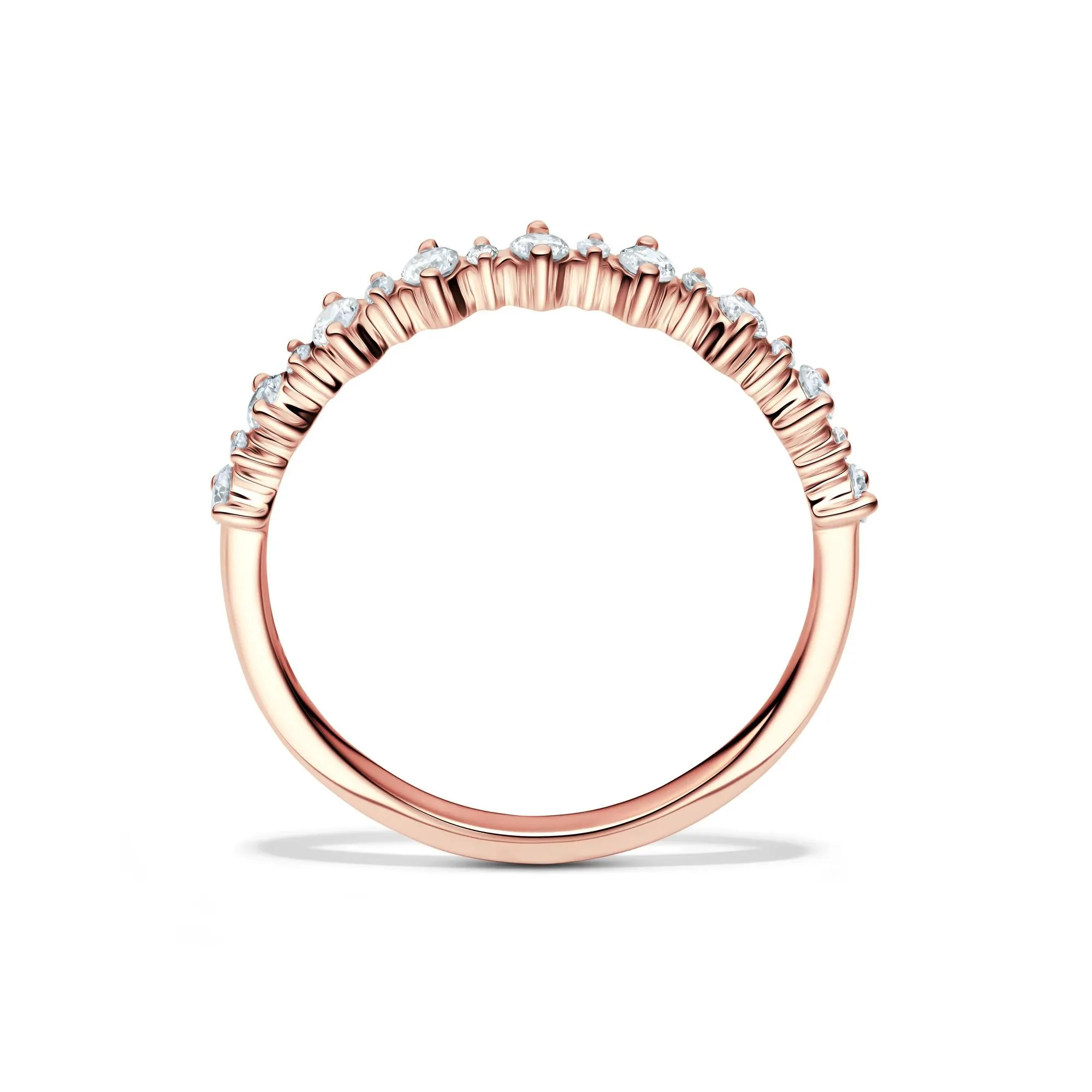 1/4 CT. Tw. Lab Grown Diamond Prong Stack Band Ring 10K Rose Gold Round Brilliant Cut Size 7 1mm - Image 2