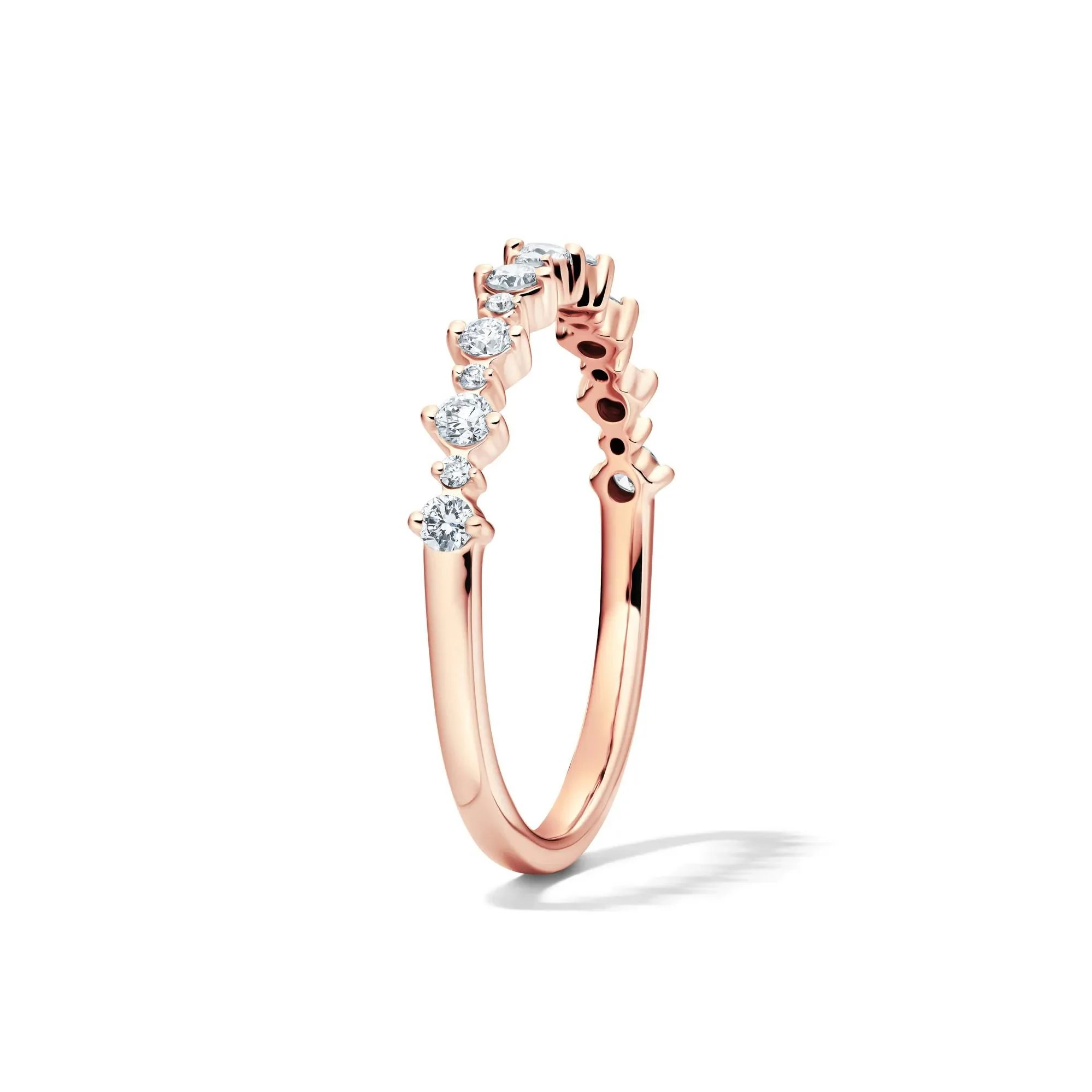 1/4 CT. Tw. Lab Grown Diamond Prong Stack Band Ring 10K Rose Gold Round Brilliant Cut Size 7 1mm - Image 3