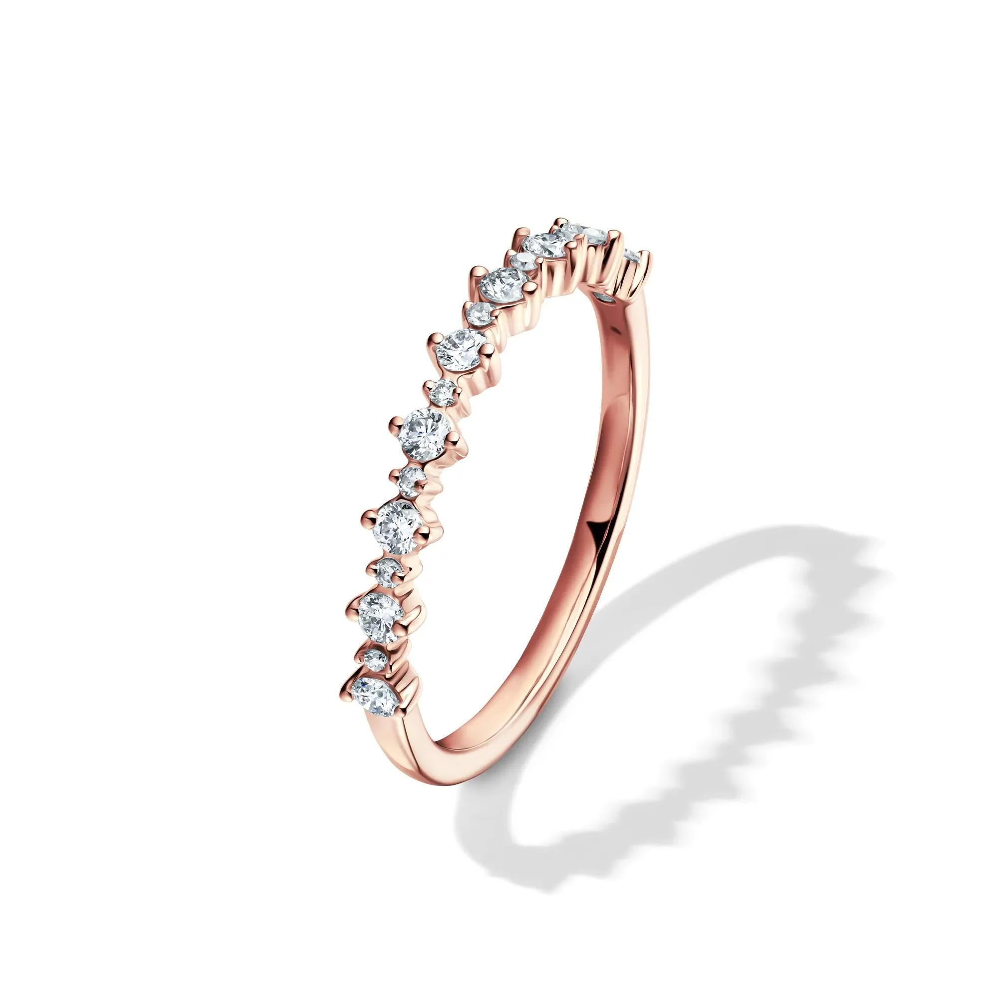 1/4 CT. Tw. Lab Grown Diamond Prong Stack Band Ring 10K Rose Gold Round Brilliant Cut Size 7.5 1mm - Image 4
