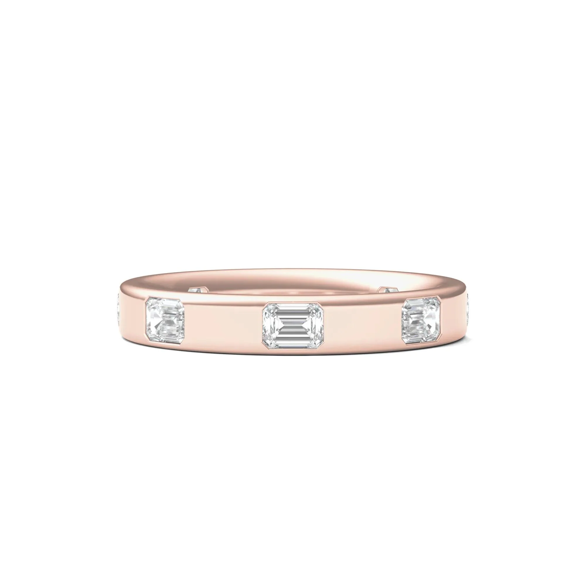 1 CT. Tw. Emerald-Cut Lab Grown Diamond Band Ring 14K Rose Gold Size 5.5 3.5mm