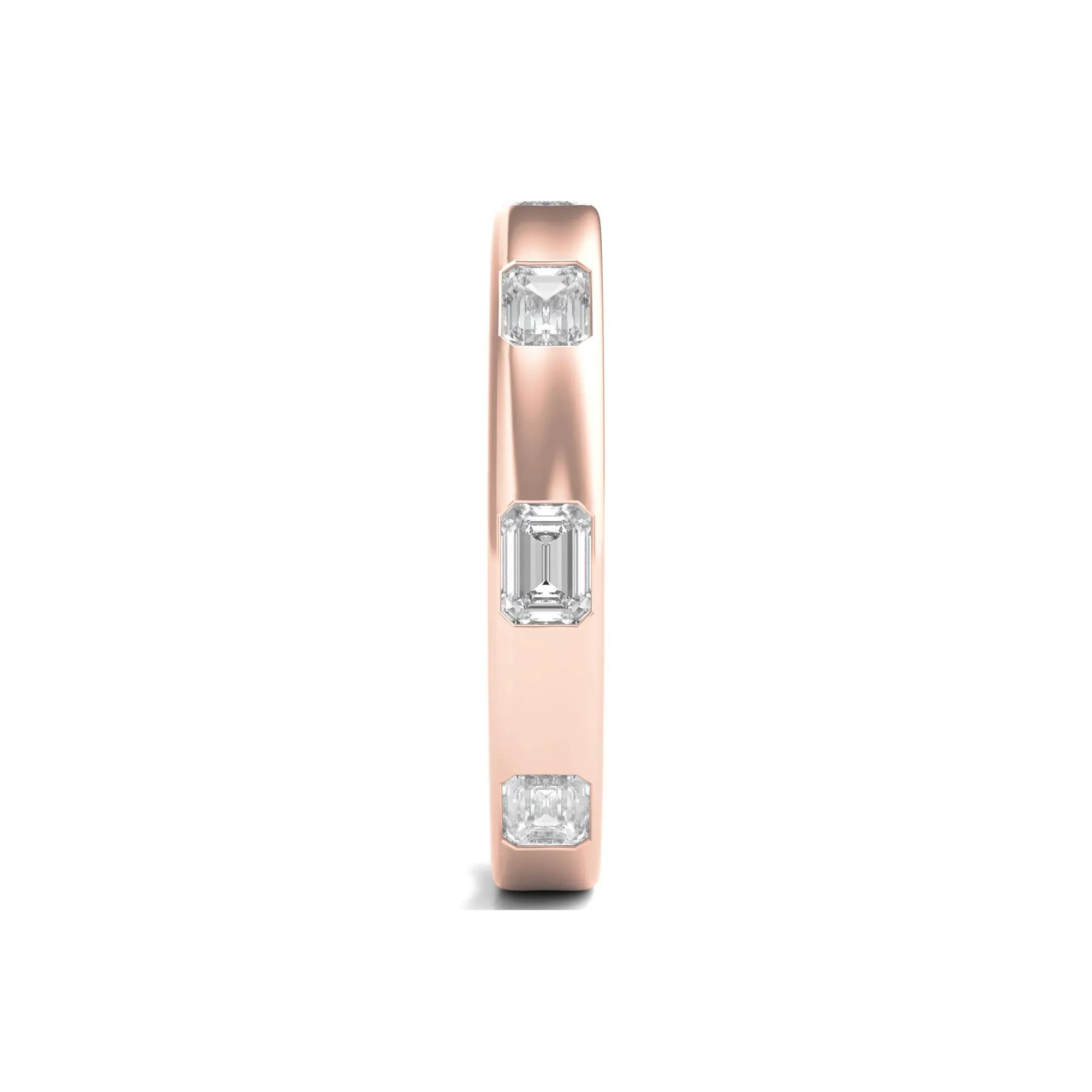 1 CT. Tw. Emerald-Cut Lab Grown Diamond Band Ring 14K Rose Gold Size 6 3.5mm - Image 3
