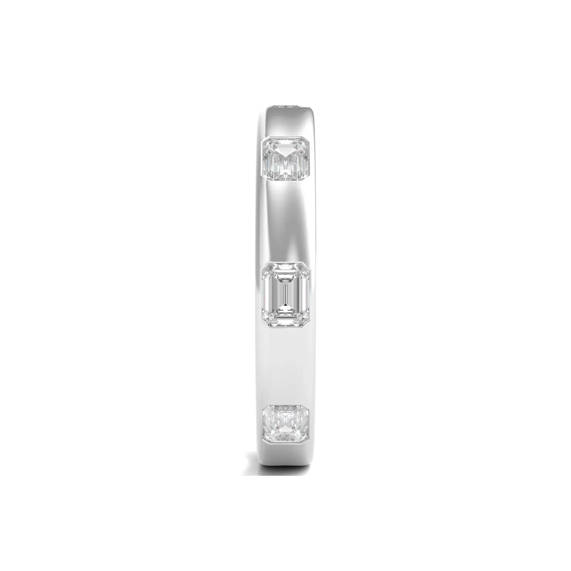 1 CT. Tw. Emerald-Cut Lab Grown Diamond Band Ring 14K White Gold Size 4 3.5mm - Image 3