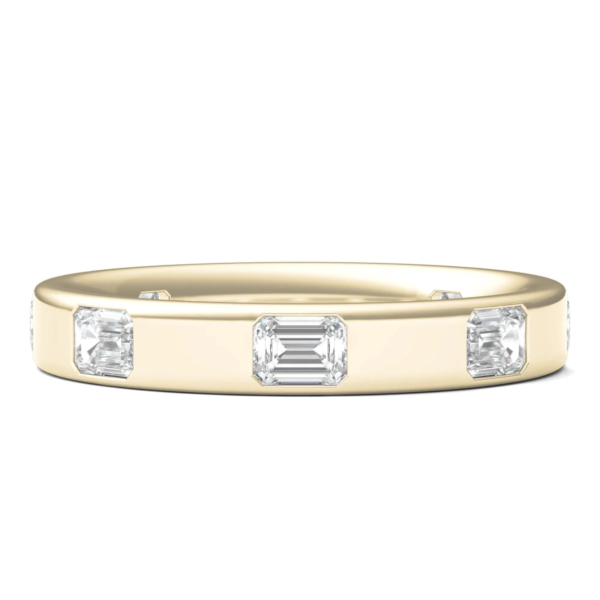 1 CT. Tw. Emerald-Cut Lab Grown Diamond Band Ring 14K Yellow Gold Size 9 3.5mm