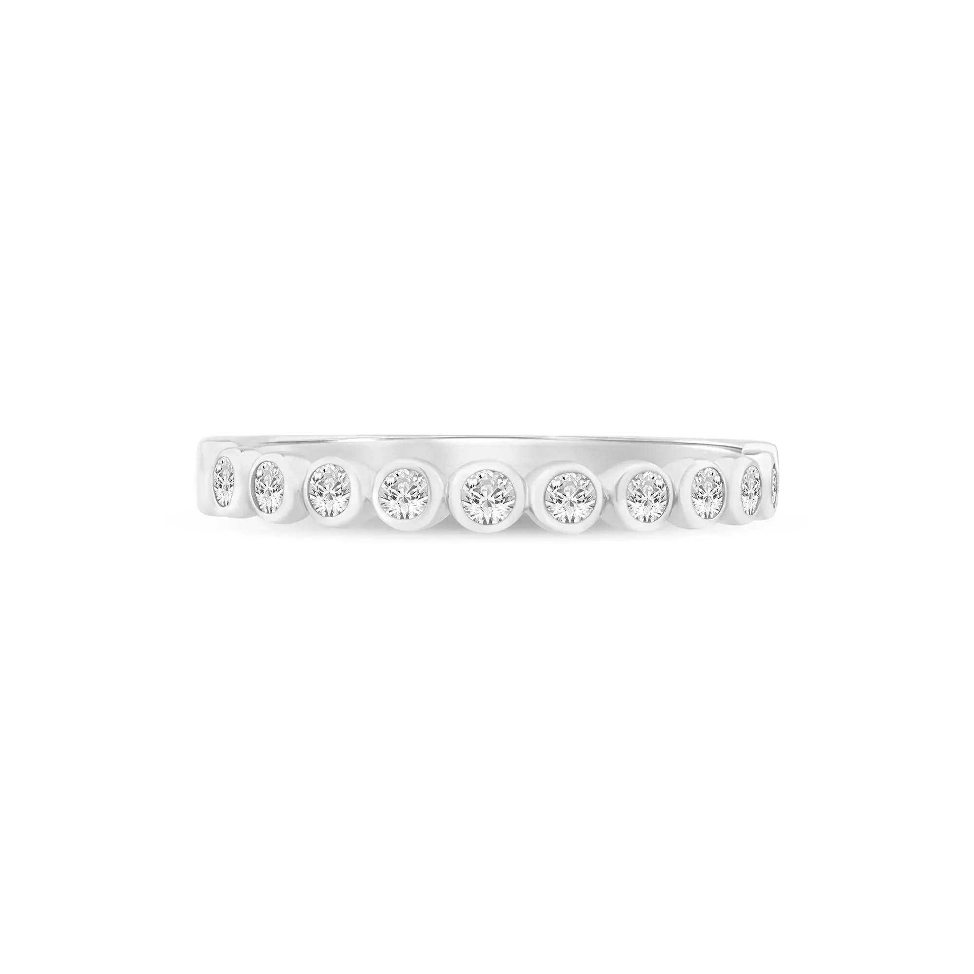 1/4 CT. Tw. Lab Grown Diamond Bezel-Set Stack Band Ring 10K White Gold Size 5 1mm