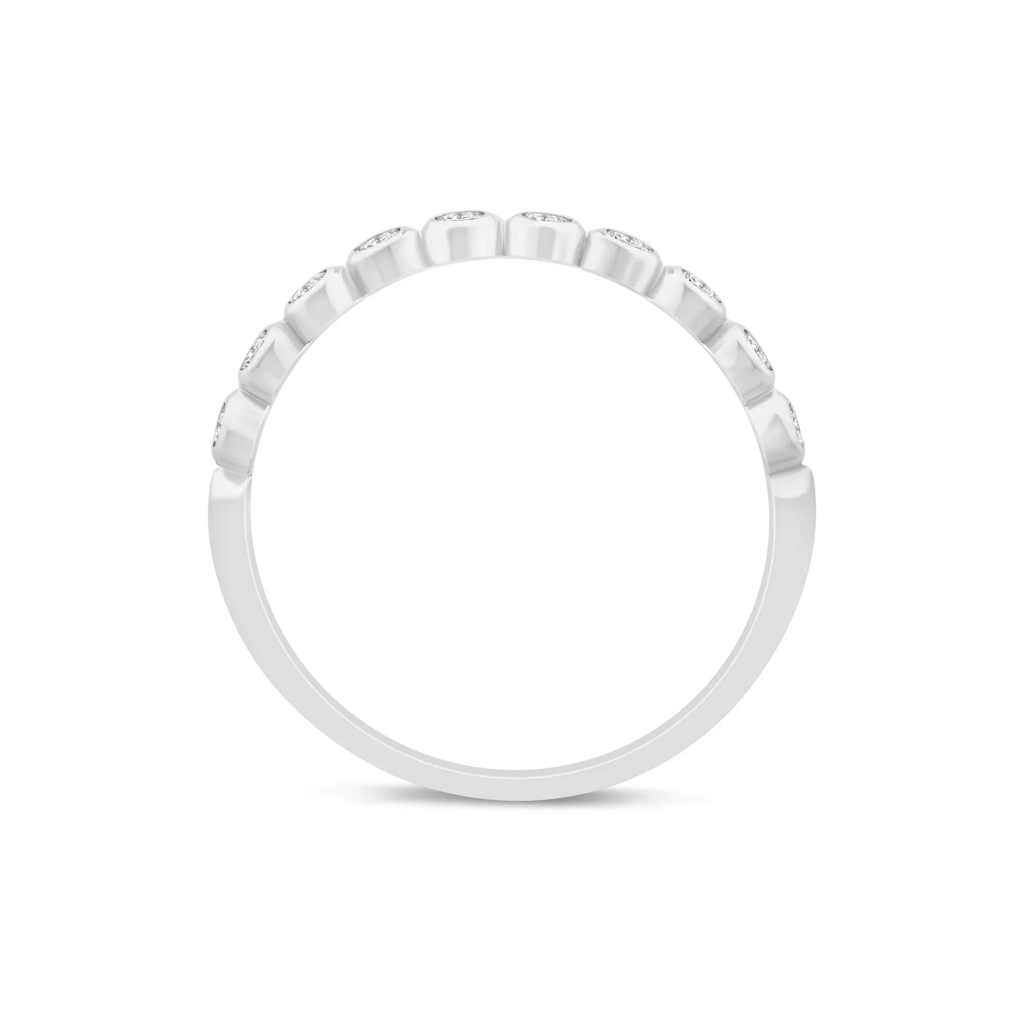 1/4 CT. Tw. Lab Grown Diamond Bezel-Set Stack Band Ring 10K White Gold Size 6.5 1mm - Image 2