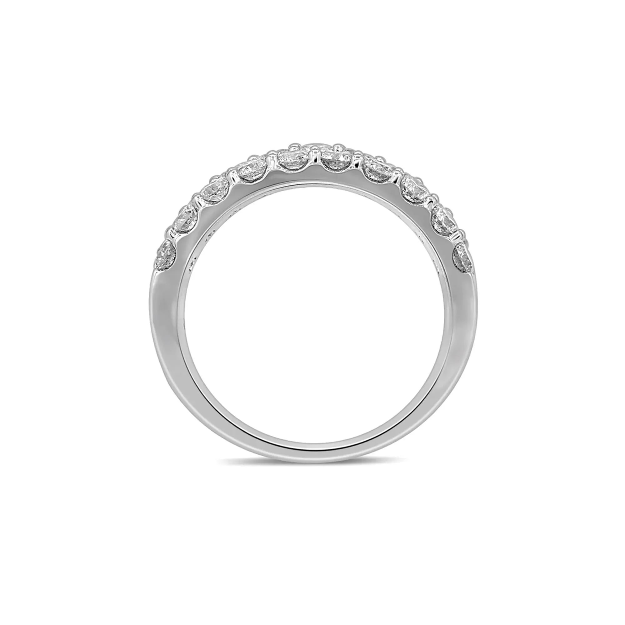 1/2 CT. Tw. Wide Diamond Anniversary Band Ring 14K White Gold Round Brilliant Cut Size 8.5 2mm - Image 2
