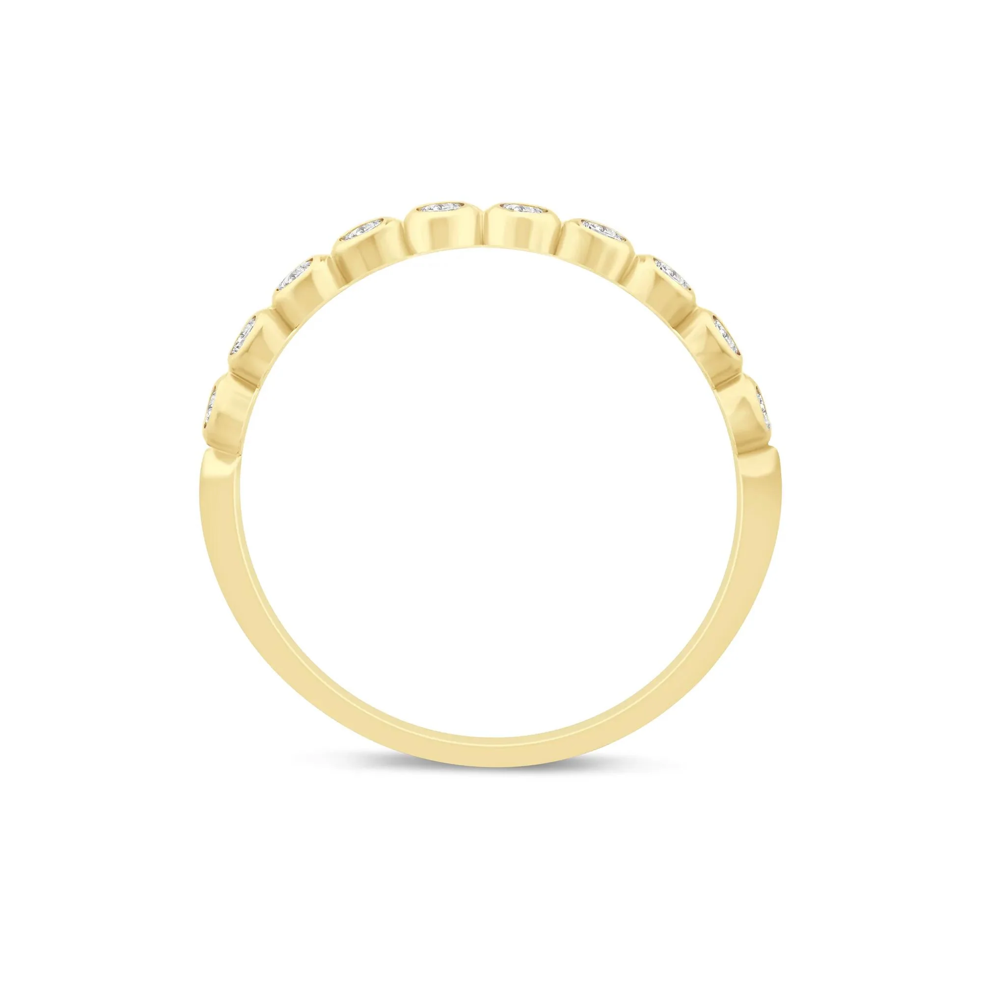 1/4 CT. Tw. Lab Grown Diamond Bezel-Set Stack Band Ring 10K Yellow Gold Size 8 1mm - Image 2