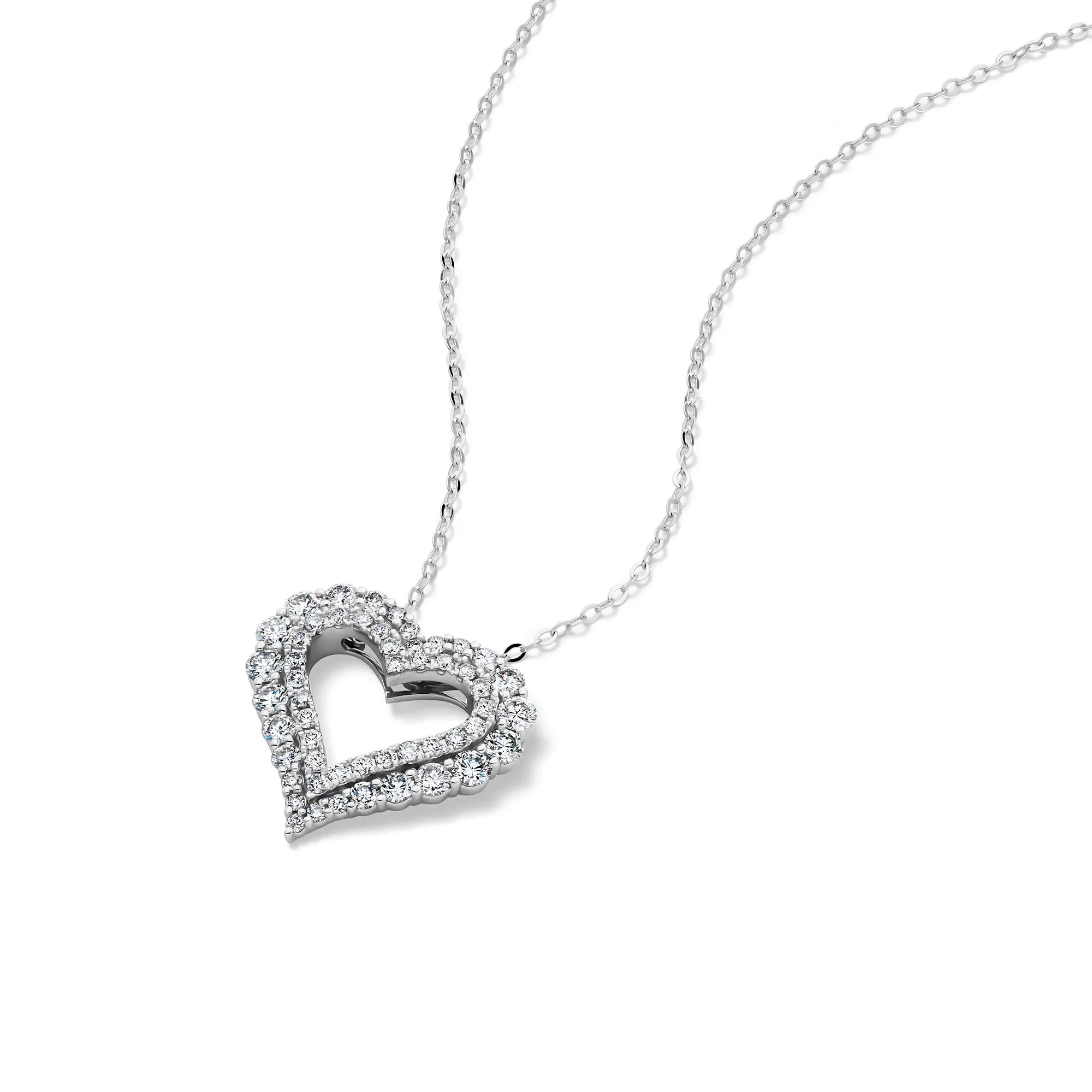 1/4 CT. Tw. Lab Grown Diamond Heart Pendant Necklace 14K White Gold Size 18"