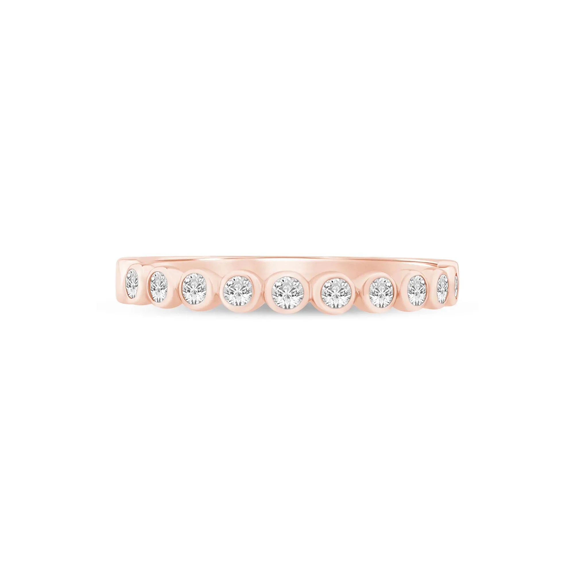 1/4 CT. Tw. Lab Grown Diamond Bezel-Set Stack Band Ring 10K Rose Gold Size 7 1mm