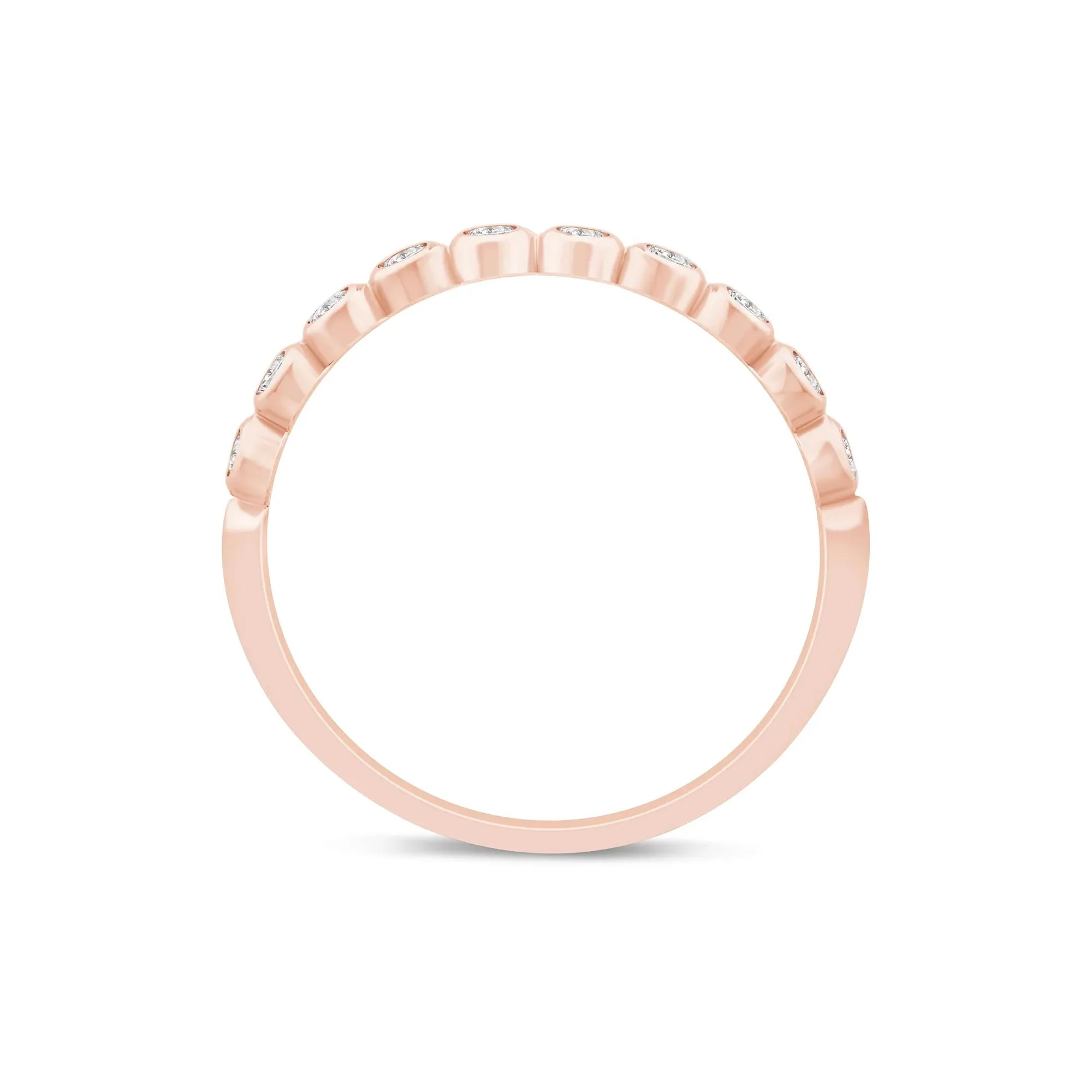 1/4 CT. Tw. Lab Grown Diamond Bezel-Set Stack Band Ring 10K Rose Gold Size 8 1mm - Image 2