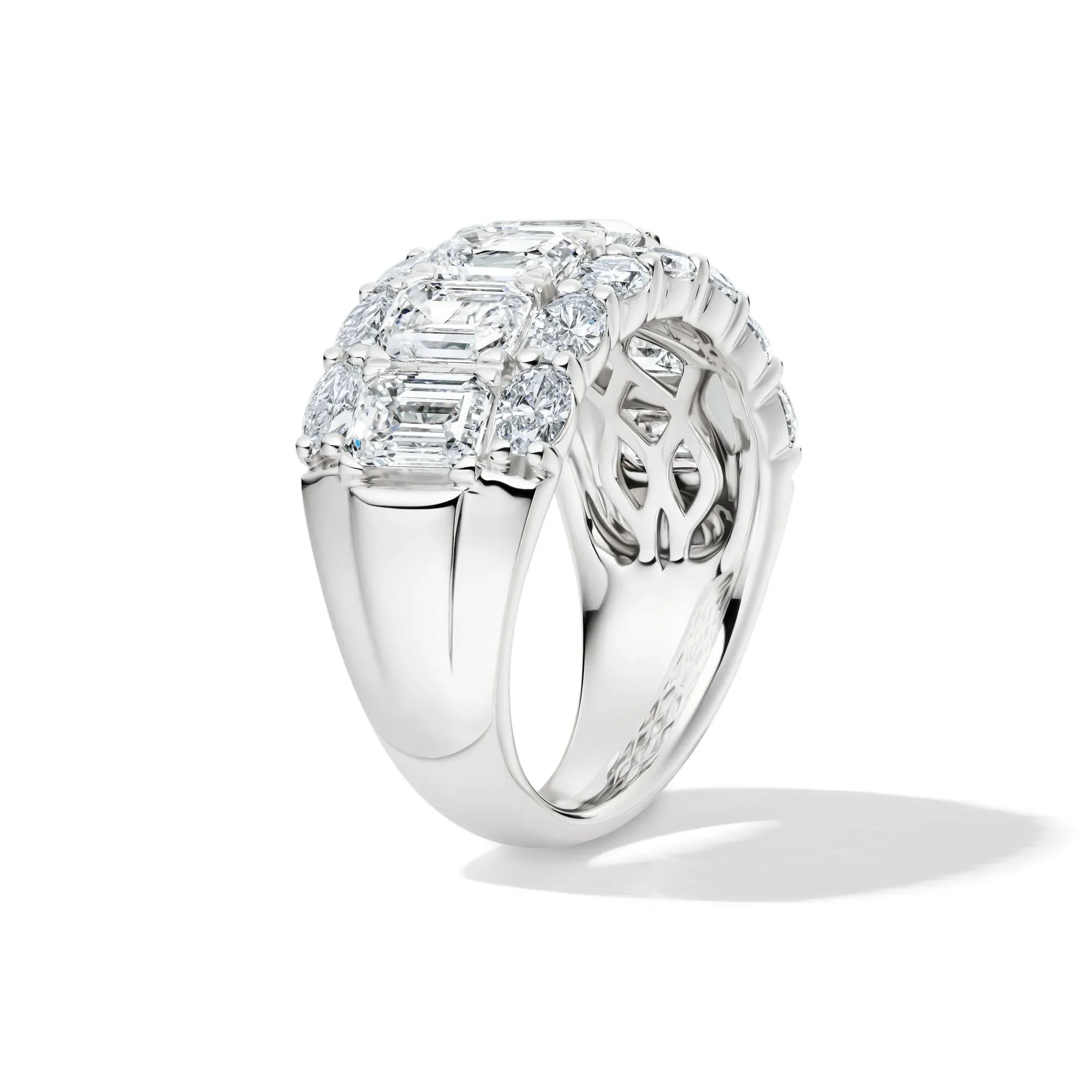 5 CT. Tw. Lab Grown Diamond Multi-Row Band Ring 14K White Gold Size 8 11mm - Image 3