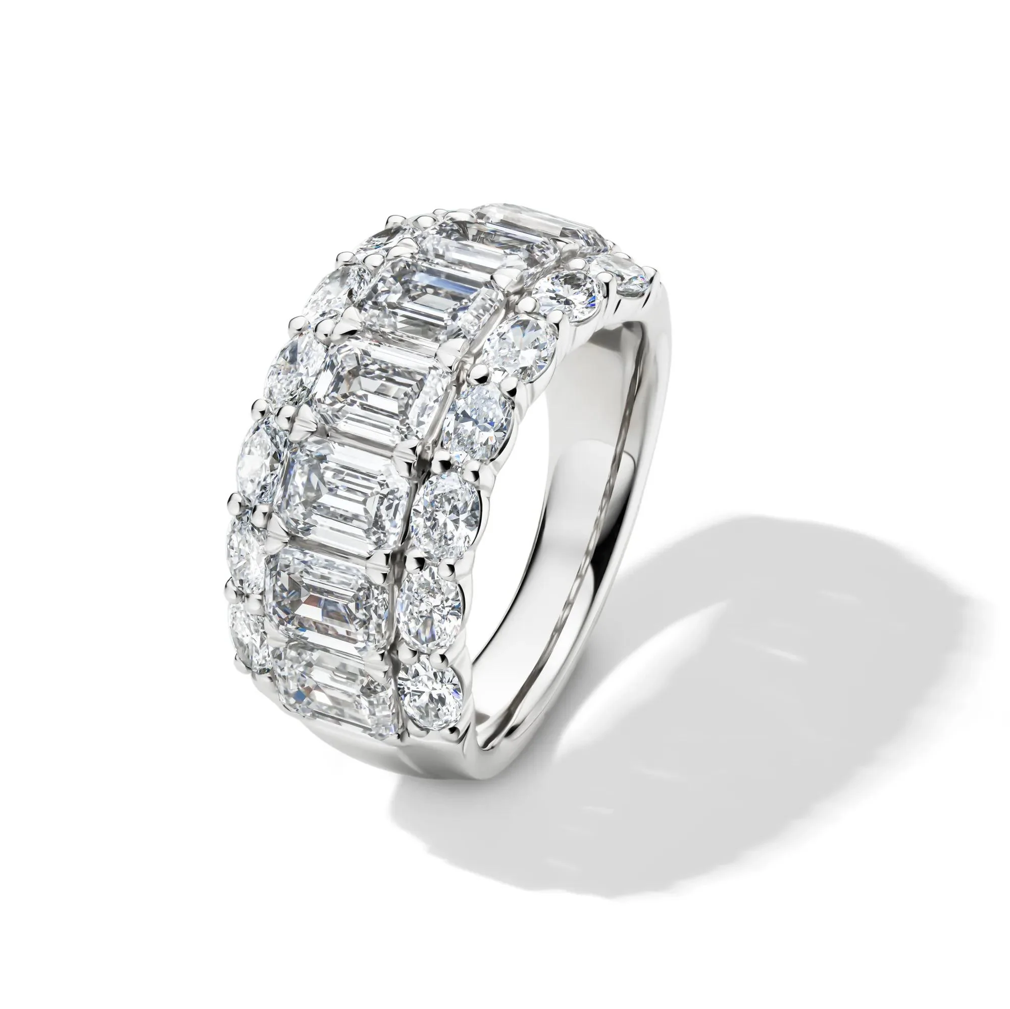 5 CT. Tw. Lab Grown Diamond Multi-Row Band Ring 14K White Gold Size 8 11mm - Image 4