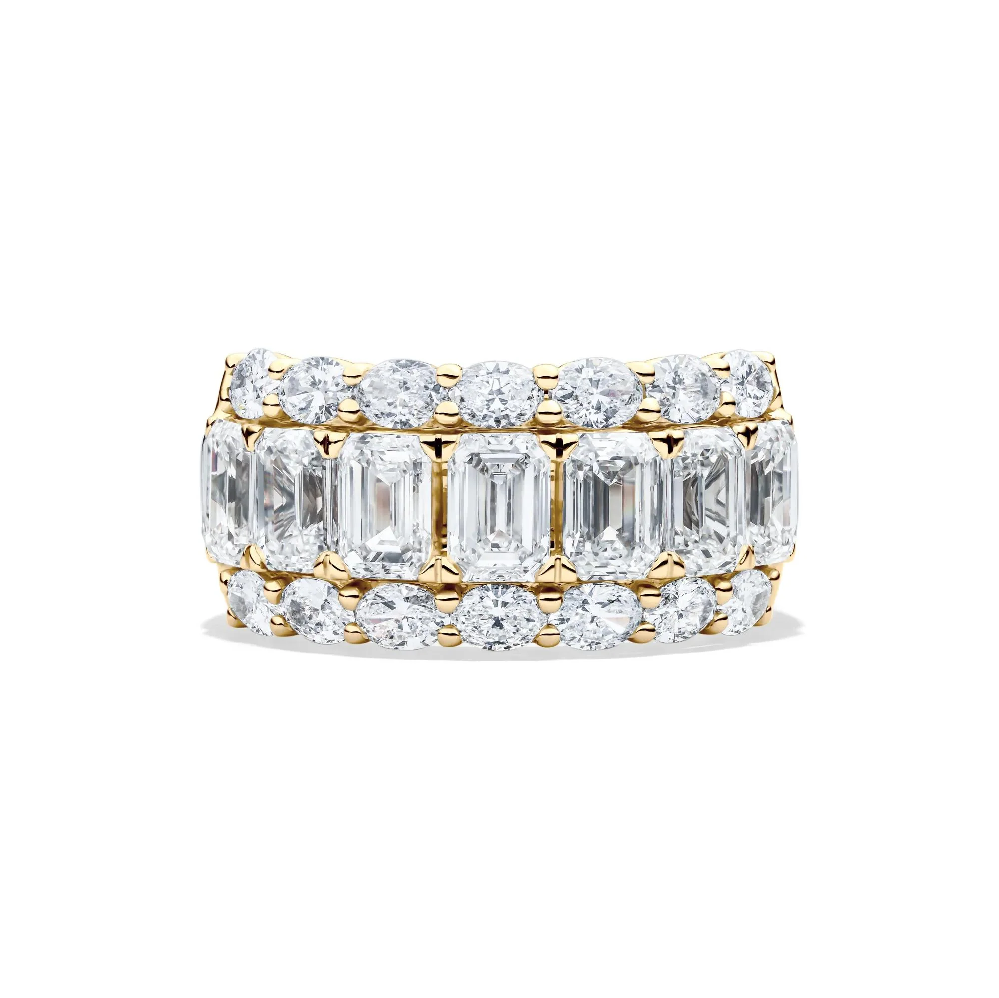 5 CT. Tw. Lab Grown Diamond Multi-Row Band Ring 14K Yellow Gold Size 6.5 11mm