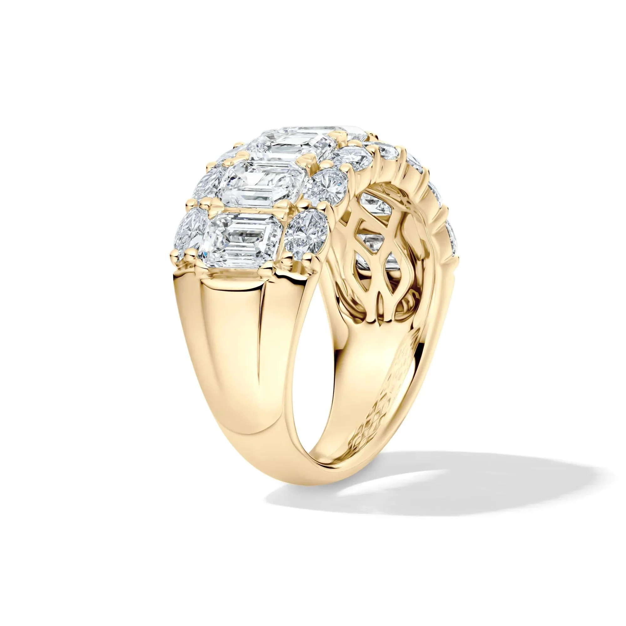 5 CT. Tw. Lab Grown Diamond Multi-Row Band Ring 14K Yellow Gold Size 6.5 11mm - Image 3