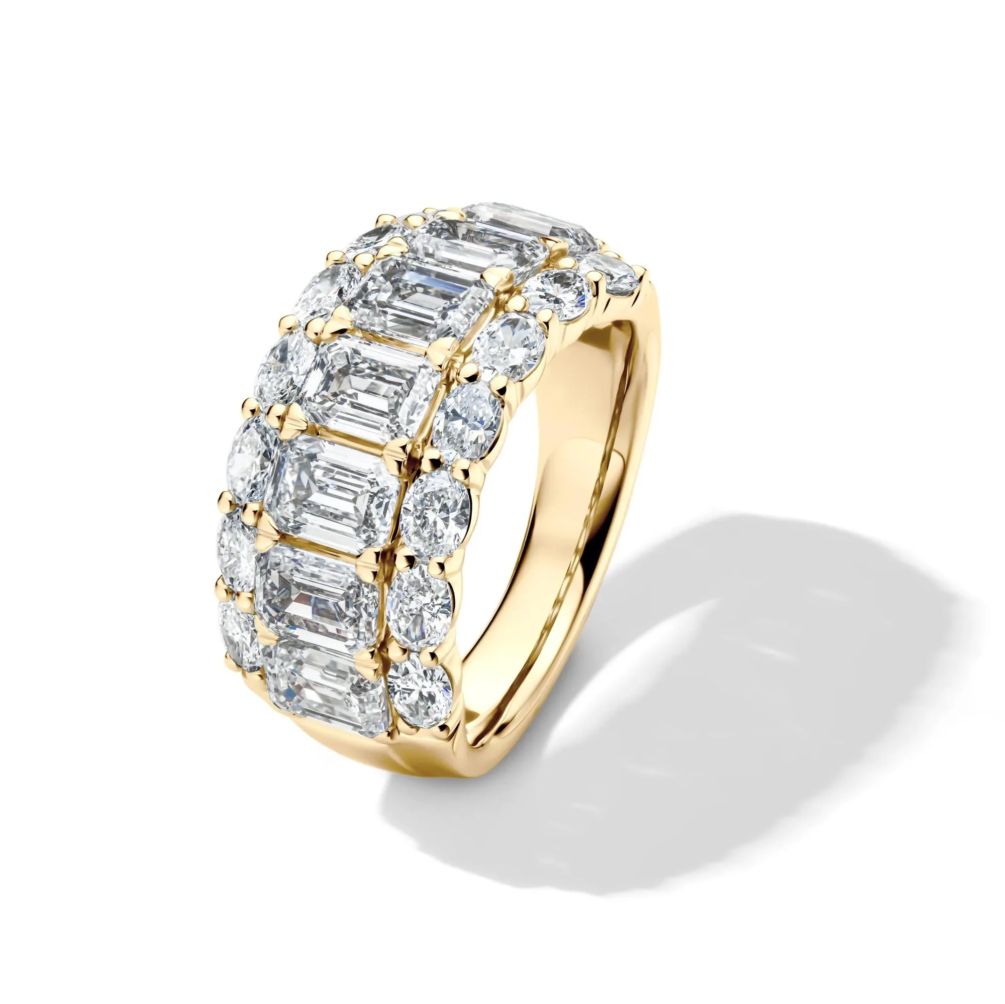 5 CT. Tw. Lab Grown Diamond Multi-Row Band Ring 14K Yellow Gold Size 9 11mm - Image 4