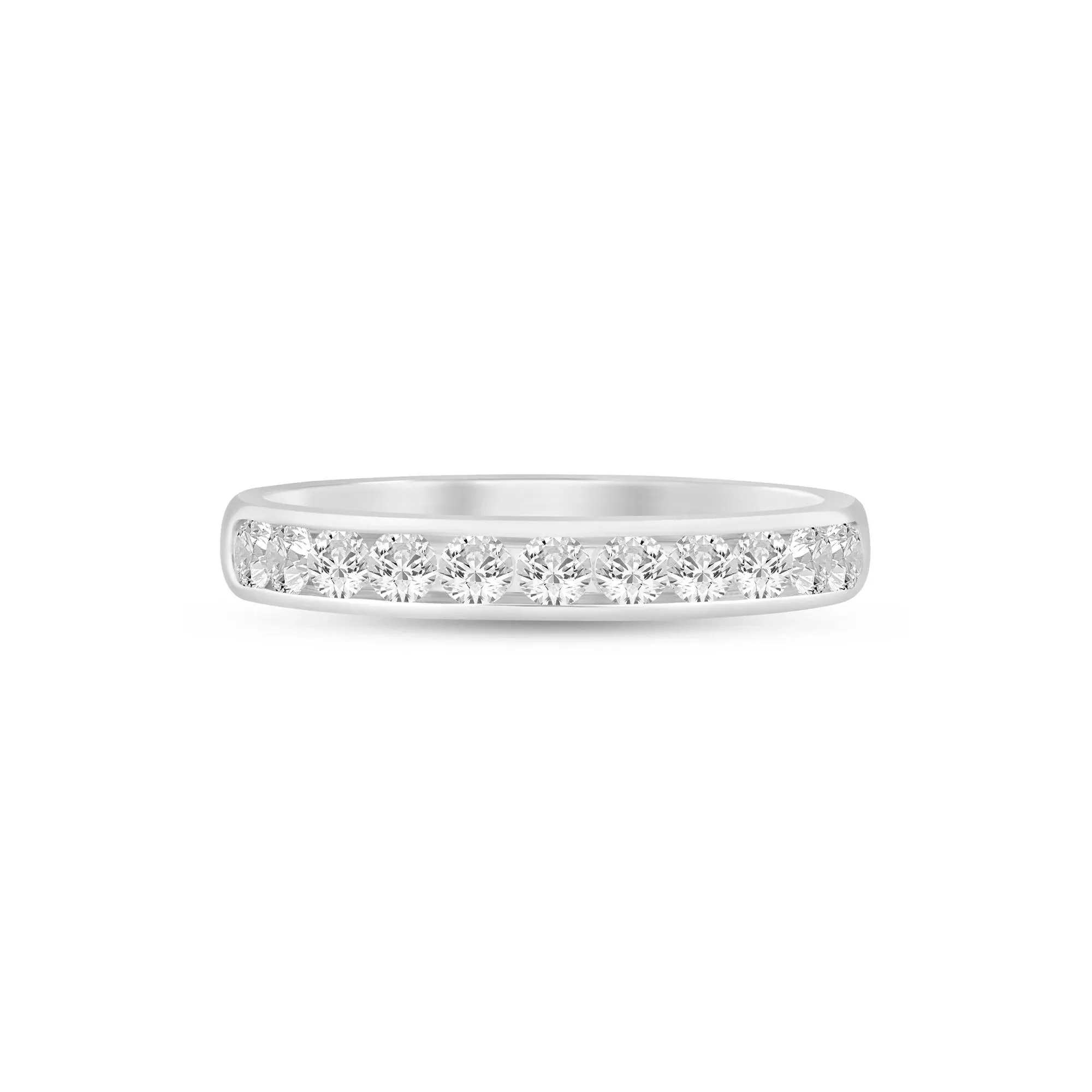 1/2 CT. Tw. Lab Grown Diamond Channel-Set Band Ring 14K White Gold Size 6 3mm