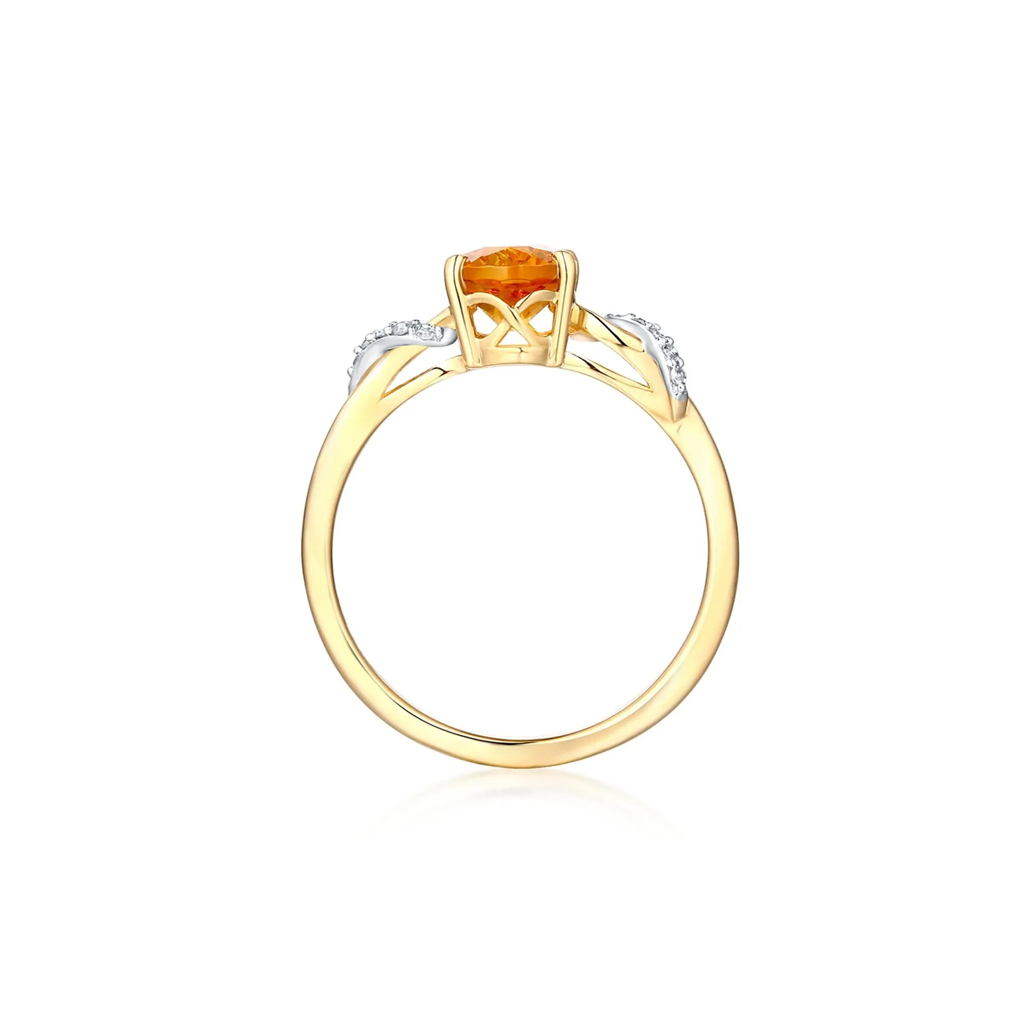 Citrine & Diamond Ring 10K Yellow Gold Size 8 - Image 2