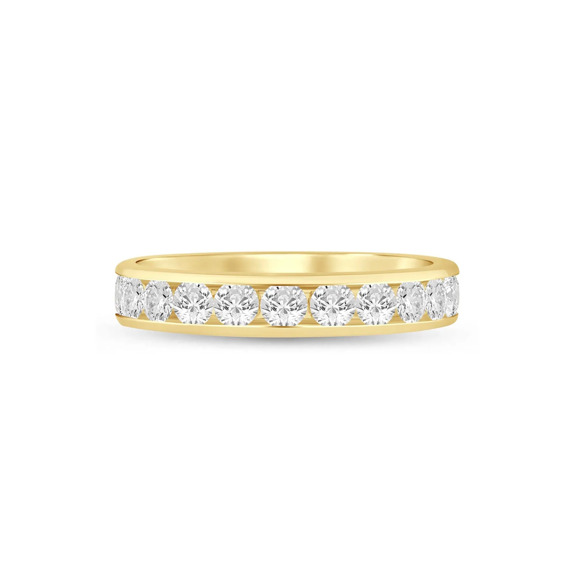 1 CT. Tw. Lab Grown Diamond Channel-Set Band Ring 14K Yellow Gold Size 7.5 3.5mm
