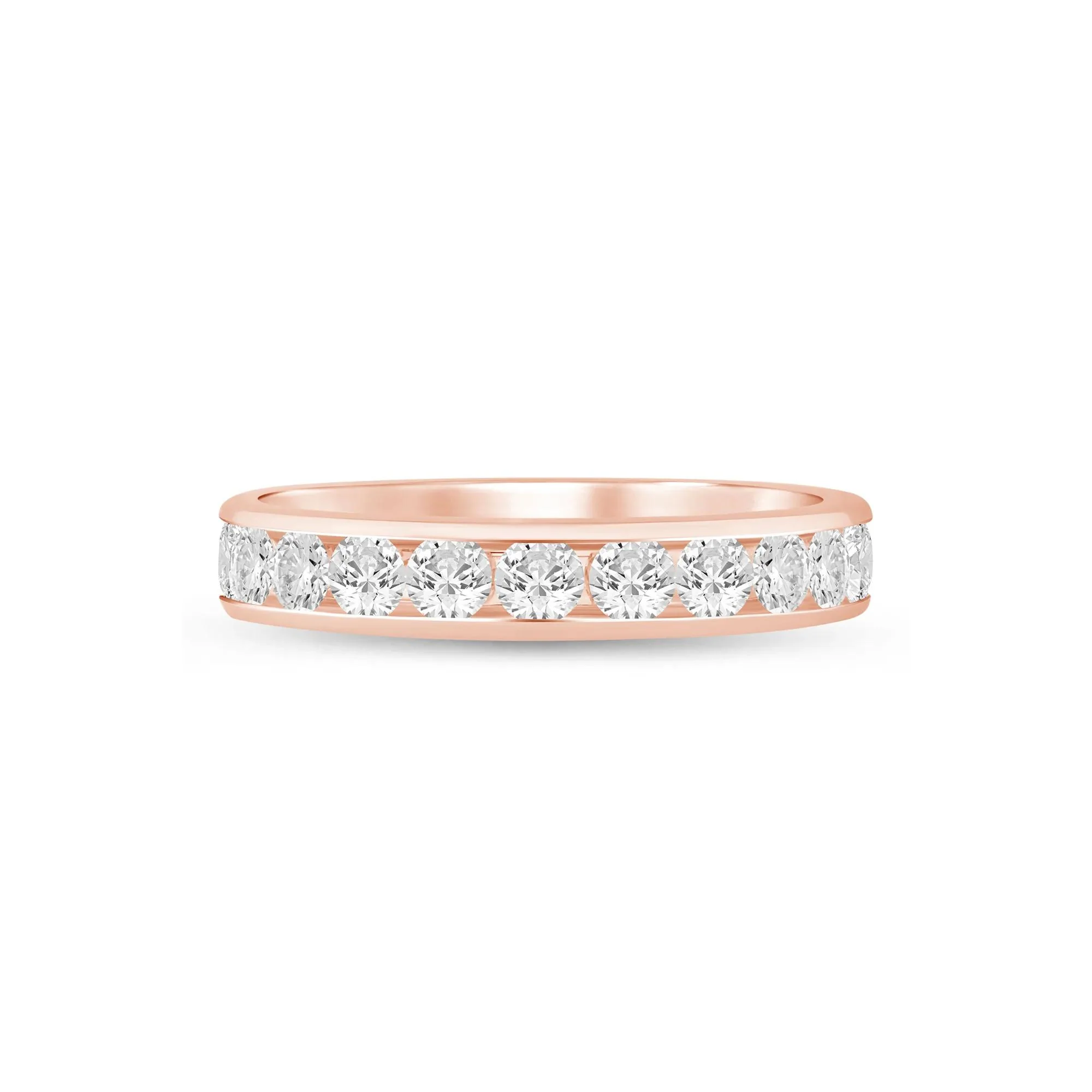 1 CT. Tw. Lab Grown Diamond Channel-Set Band Ring 14K Rose Gold Size 5 3.5mm