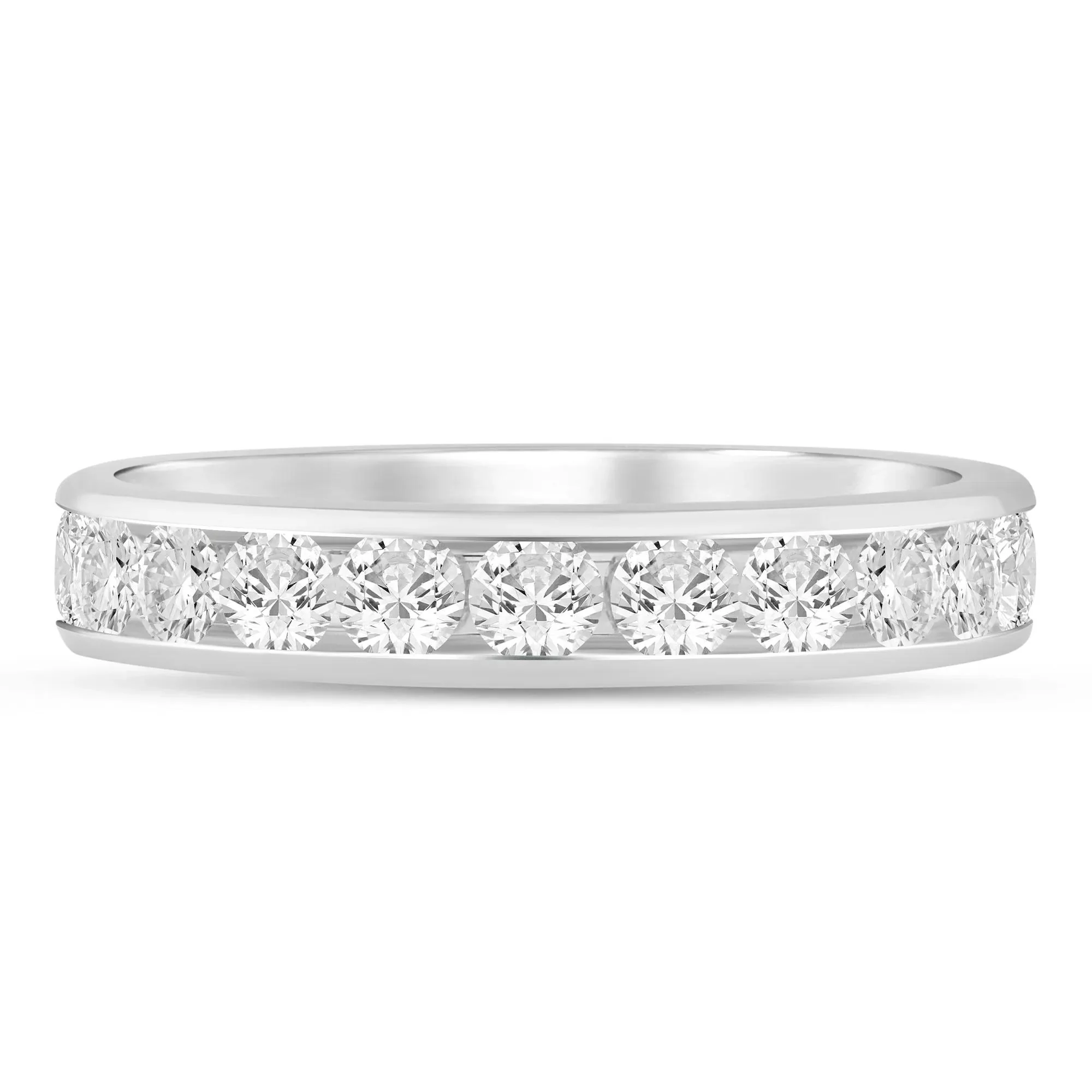 1 CT. Tw. Lab Grown Diamond Channel-Set Band Ring 14K White Gold Size 7 3.5mm