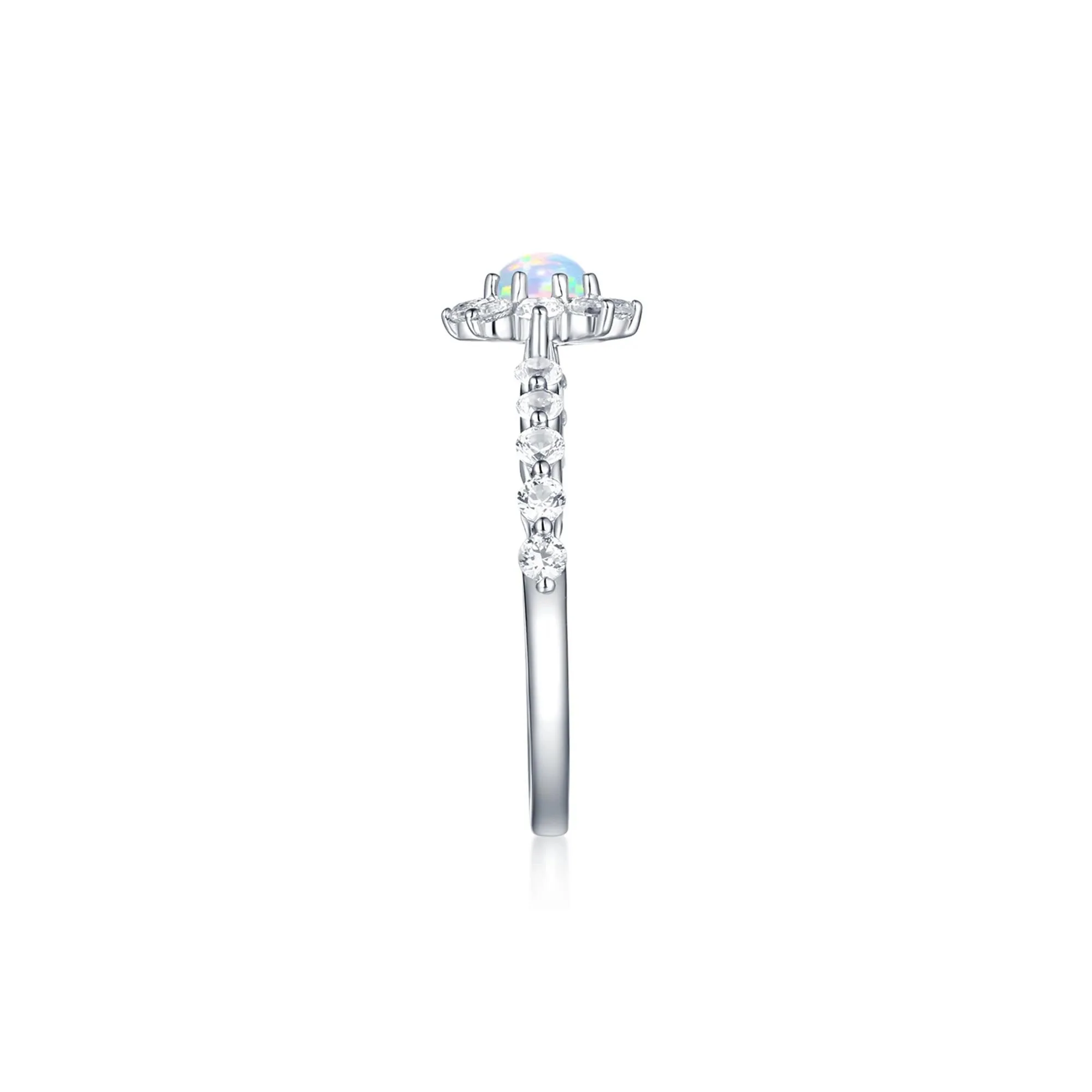 Lab Created Opal & White Sapphire Stack Ring .925 Sterling Silver Size 7 - Image 3