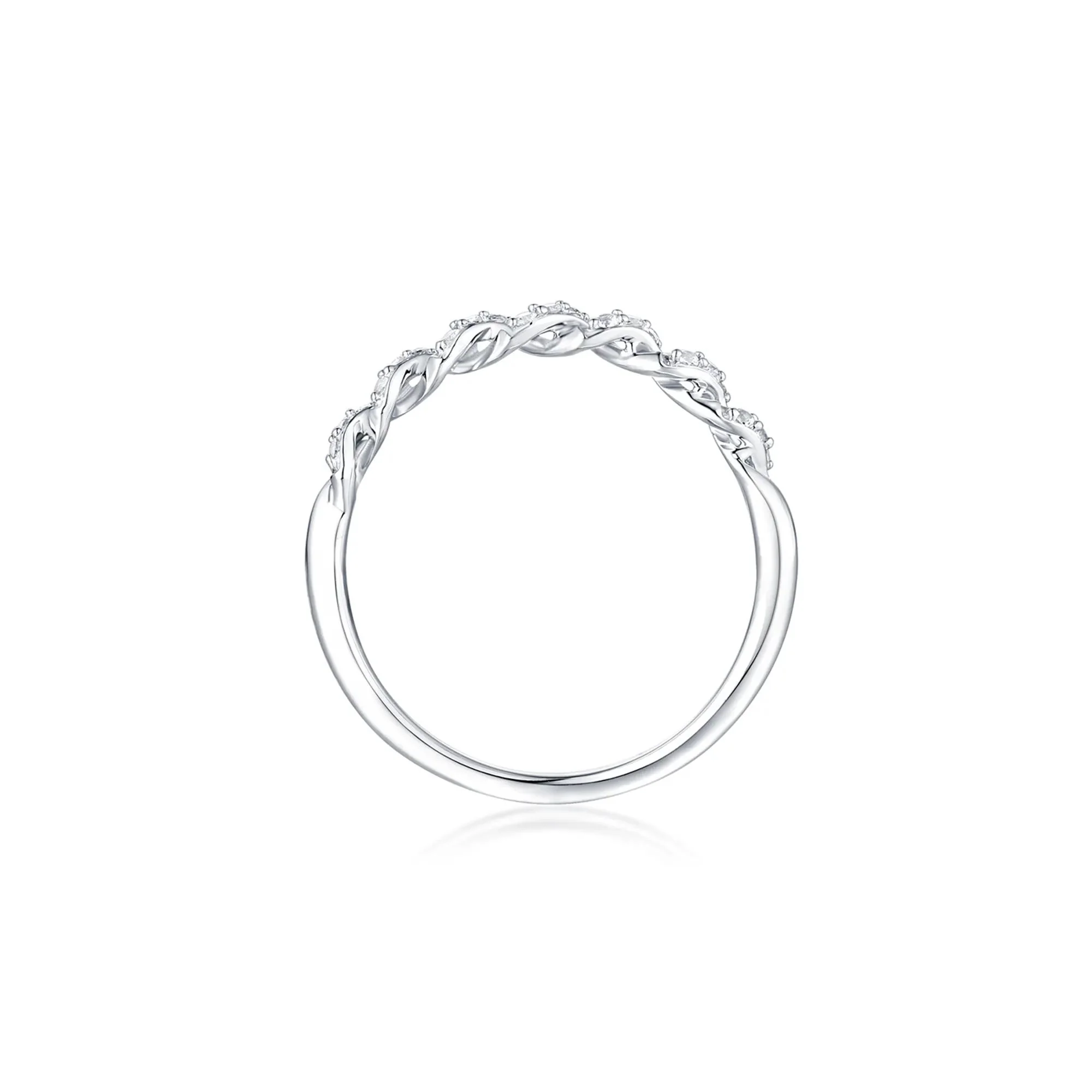 Lab Created White Sapphire Twist Ring .925 Sterling Silver Size 6.5 - Image 2
