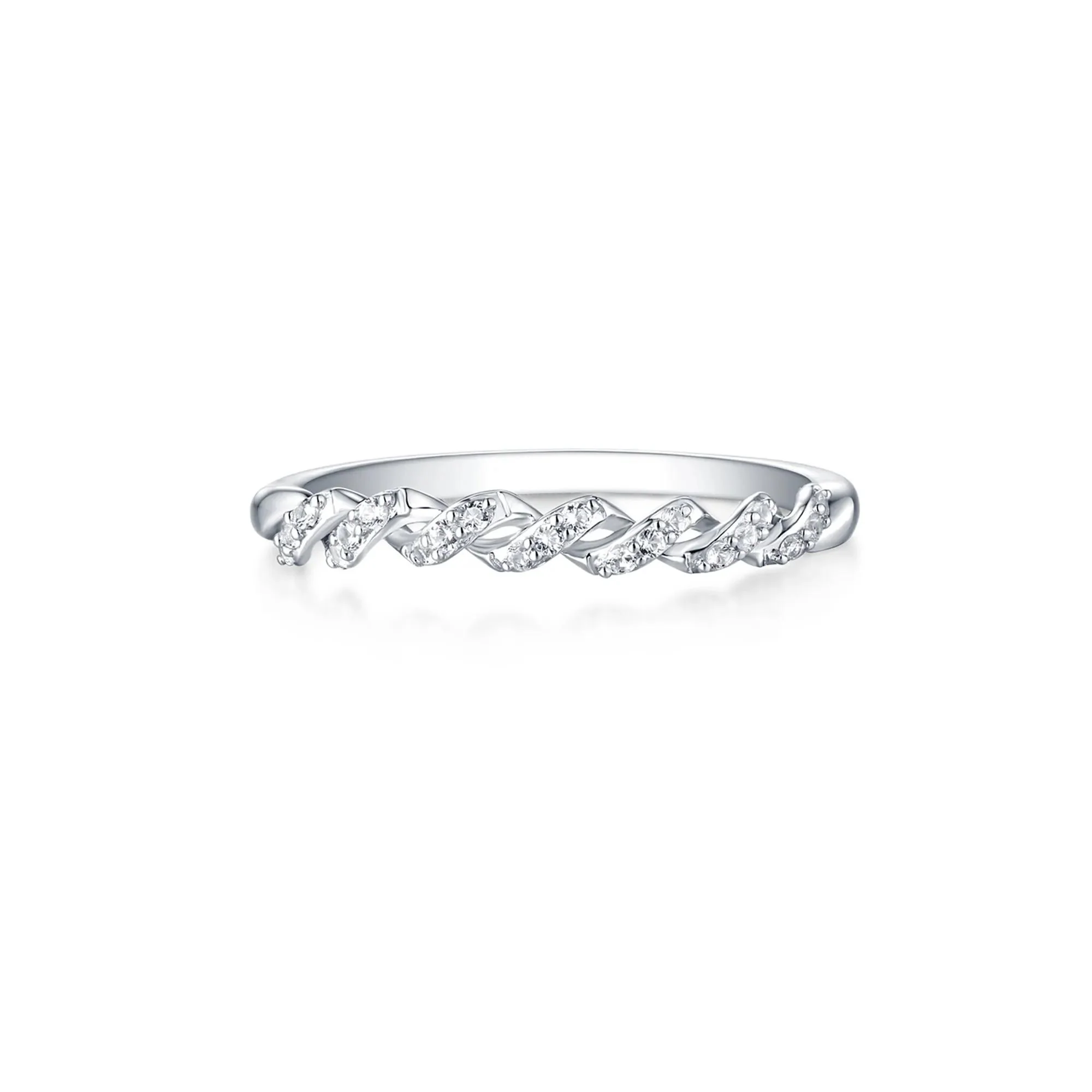 Lab Created White Sapphire Twist Ring .925 Sterling Silver Size 7