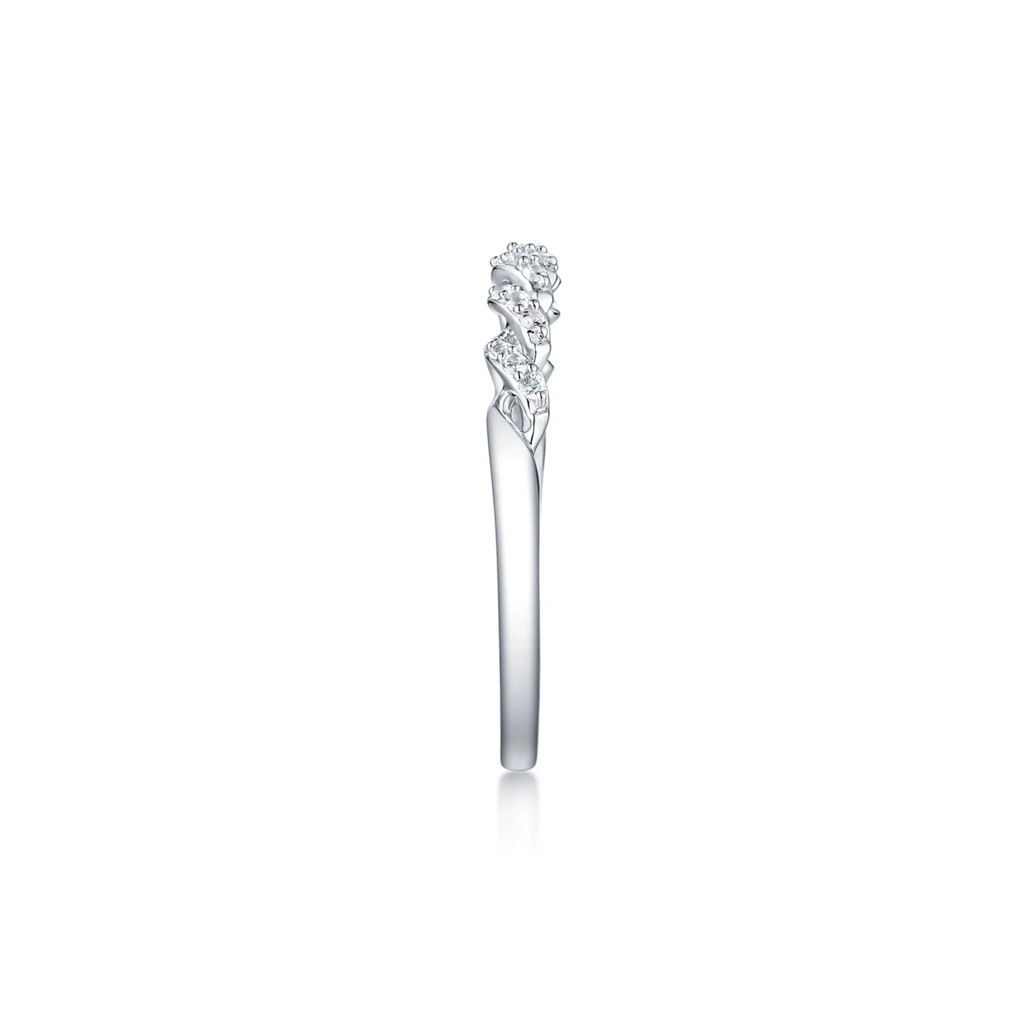 Lab Created White Sapphire Twist Ring .925 Sterling Silver Size 8 - Image 3