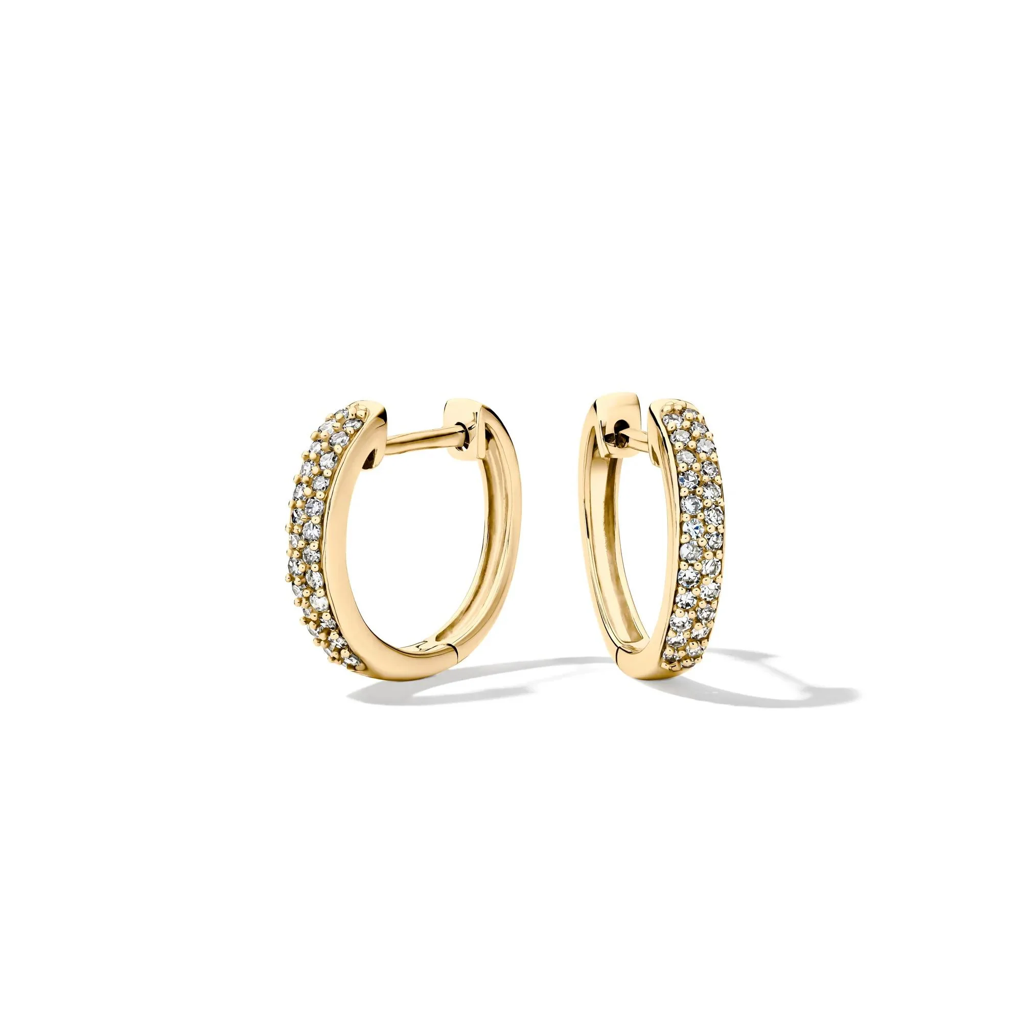 1/4 CT. Tw. Diamond Hoop Earrings 10K Yellow Gold Size 12.00mm
