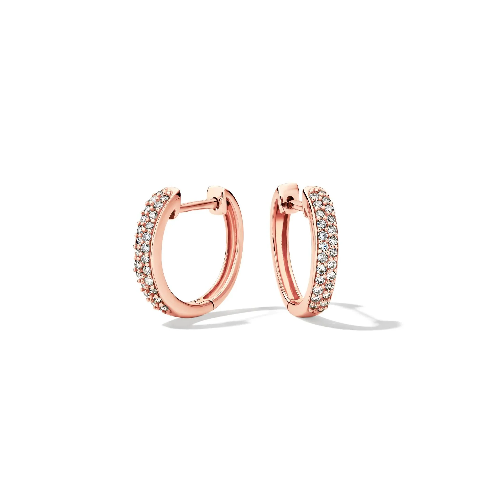 1/4 CT. Tw. Diamond Hoop Earrings 10K Rose Gold Size 12.00mm