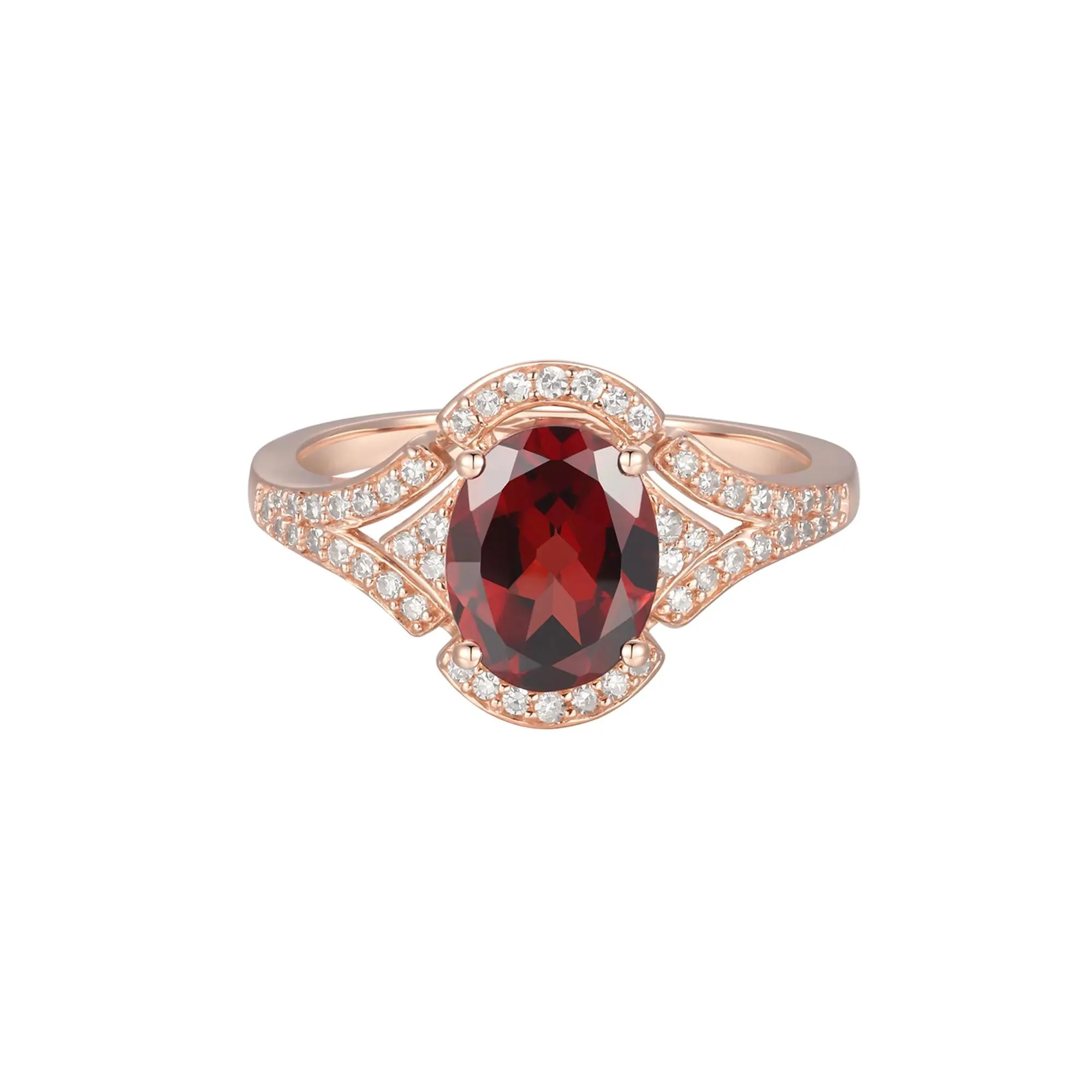 1/4 CT. Tw. Garnet & Diamond Ring 10K Rose Gold Size 7