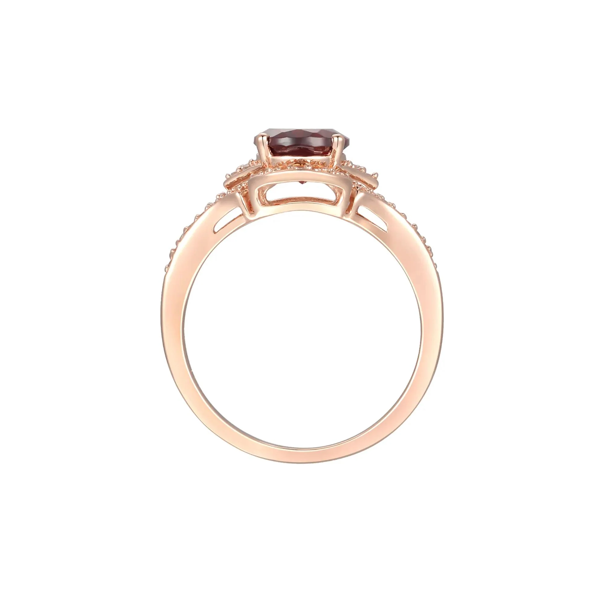 1/4 CT. Tw. Garnet & Diamond Ring 10K Rose Gold Size 7 - Image 2