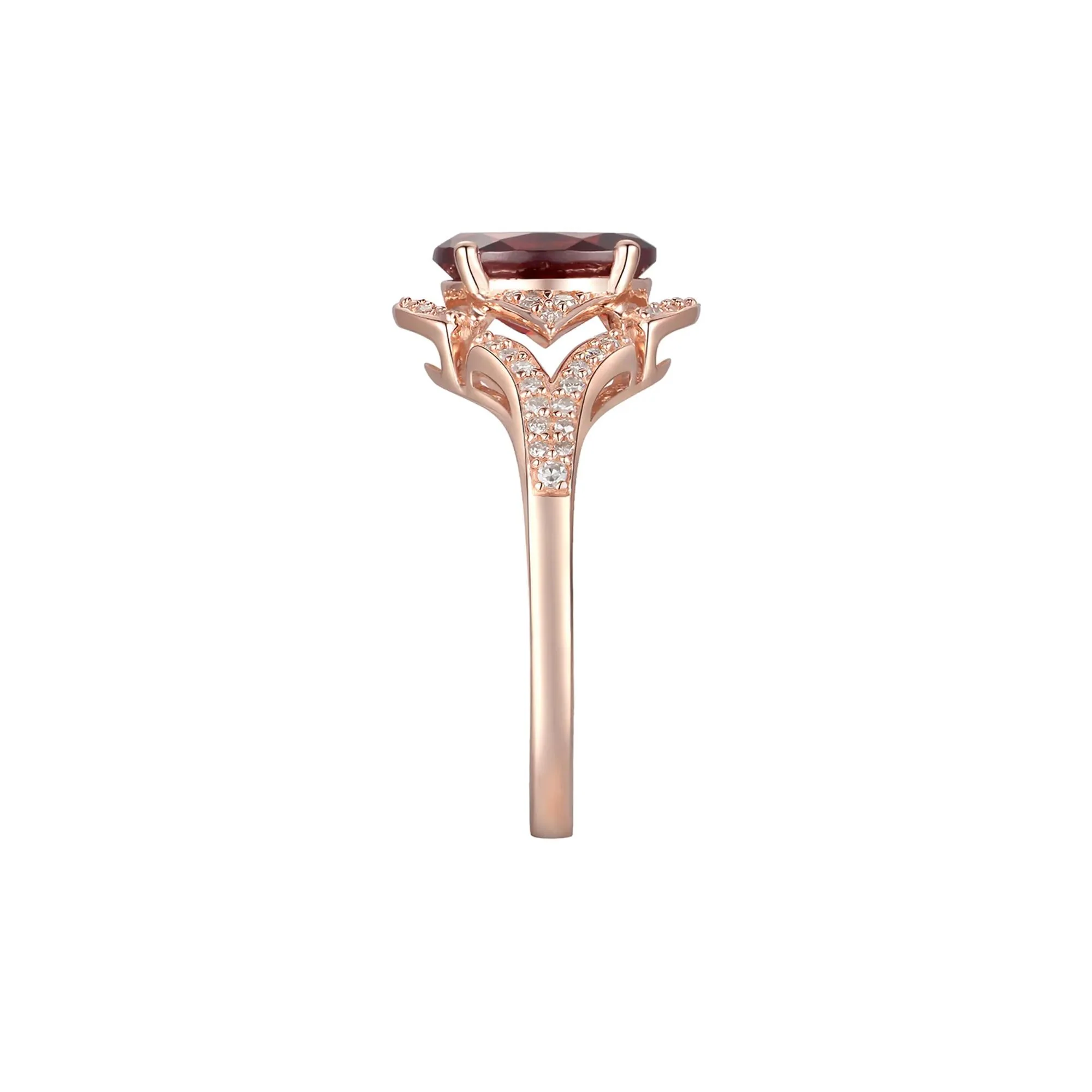 1/4 CT. Tw. Garnet & Diamond Ring 10K Rose Gold Size 8 - Image 3