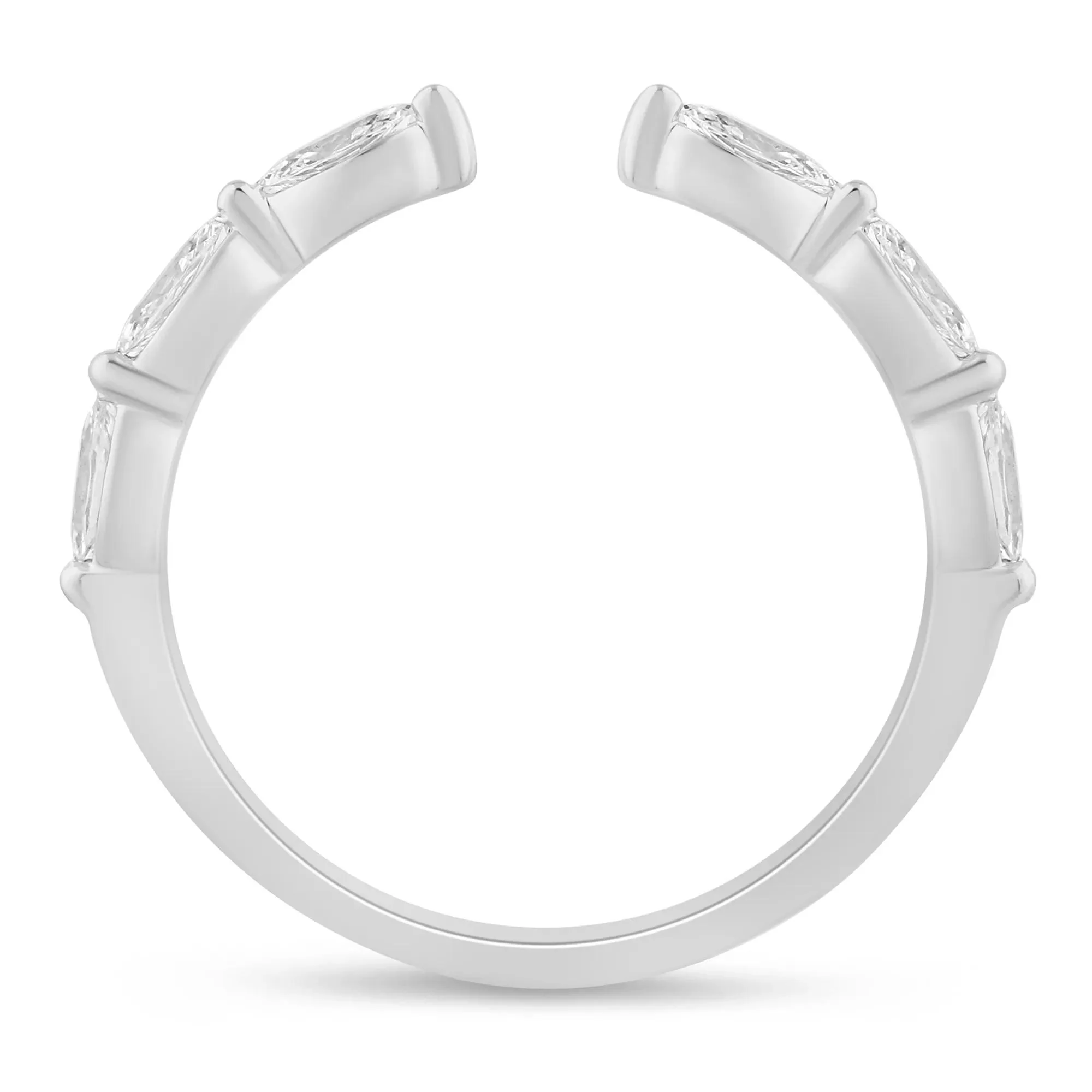 3/8 CT. Tw. Lab Grown Diamond Open Stack Anniversary Band Ring 14K White Gold Size 5.5 1mm