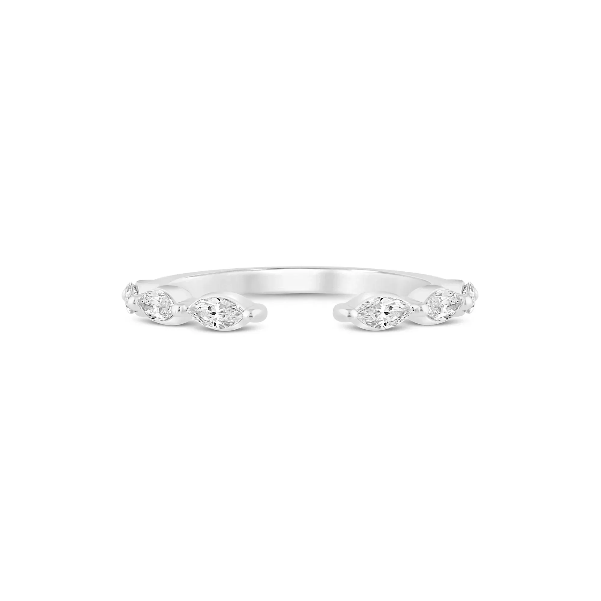 3/8 CT. Tw. Lab Grown Diamond Open Stack Anniversary Band Ring 14K White Gold Size 6.5 1mm - Image 3