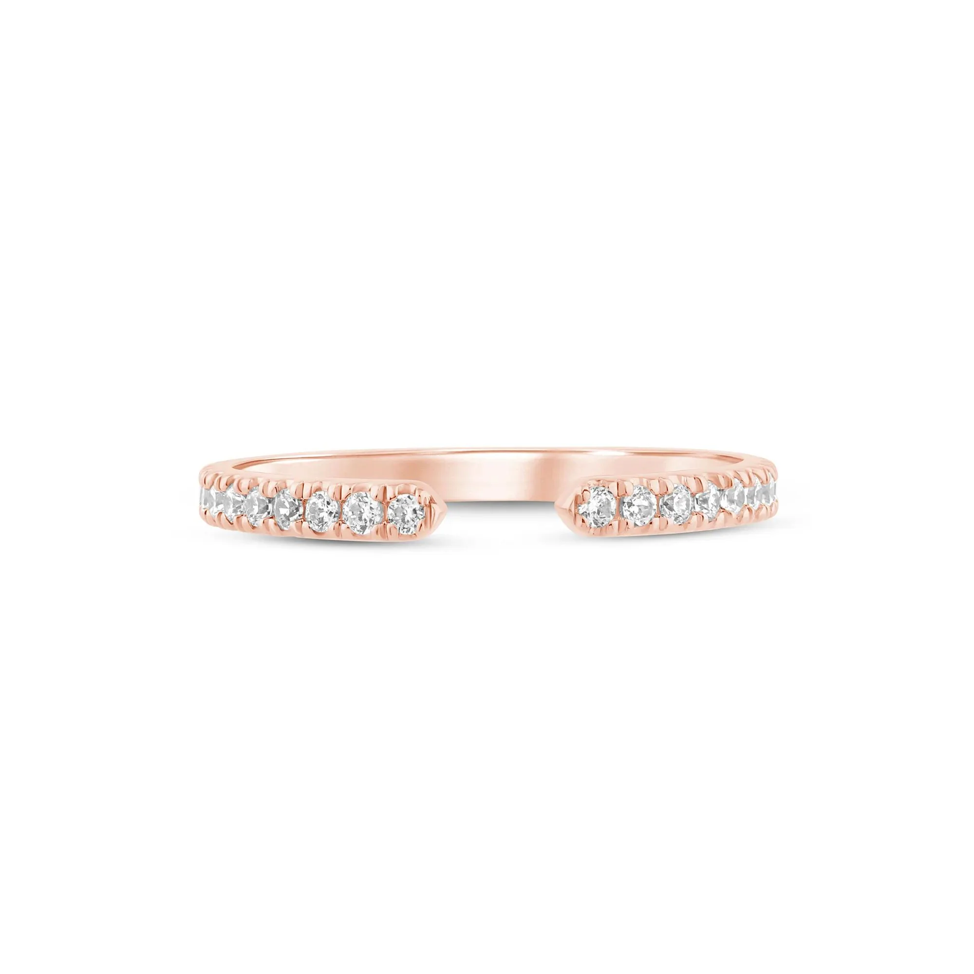 1/4 CT. Tw. Lab Grown Diamond Open Band Ring 14K Rose Gold Round Brilliant Cut Size 6.5 1mm