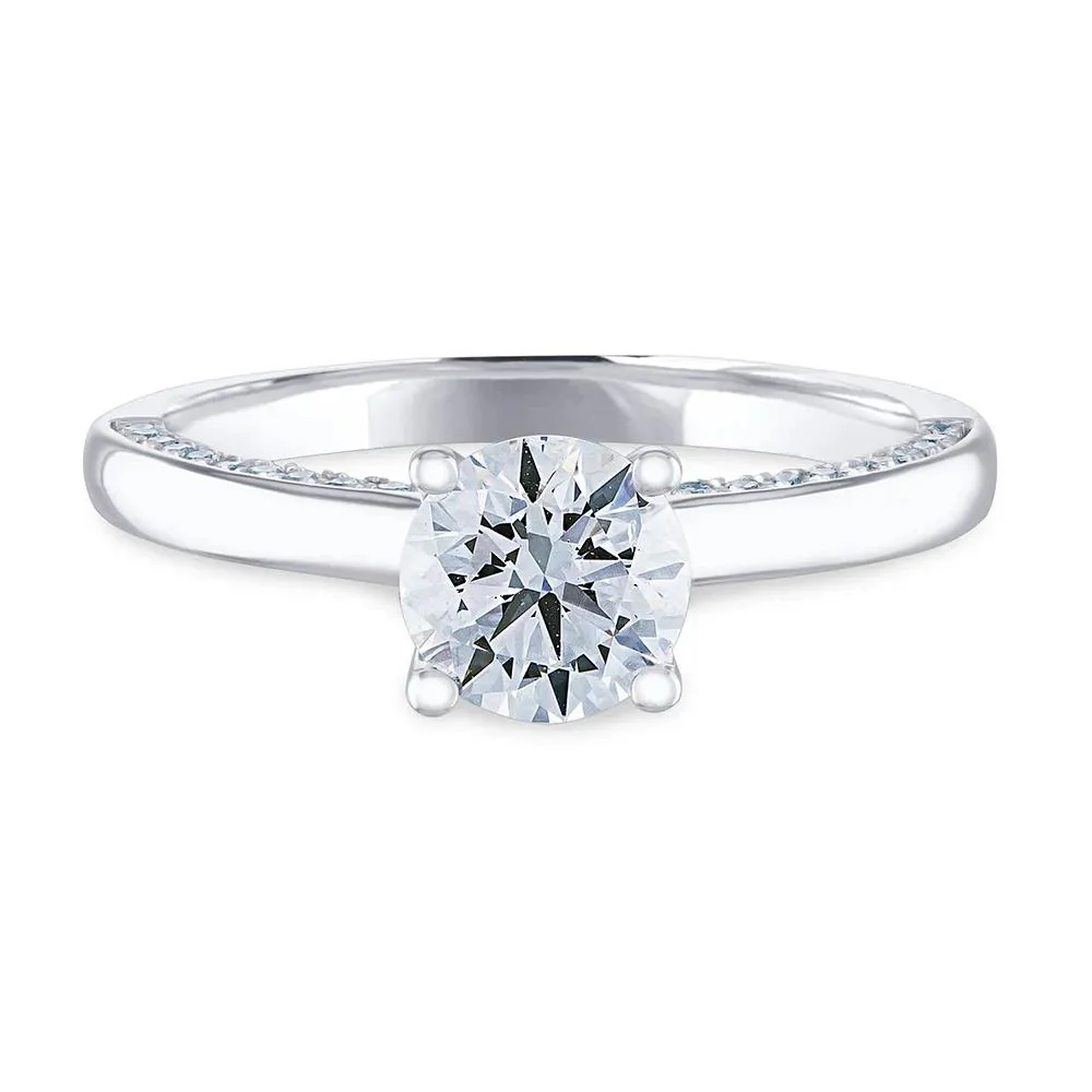 7/8 CT. Tw. Diamond Engagement Ring 14K White Gold Round Brilliant Cut Size 8