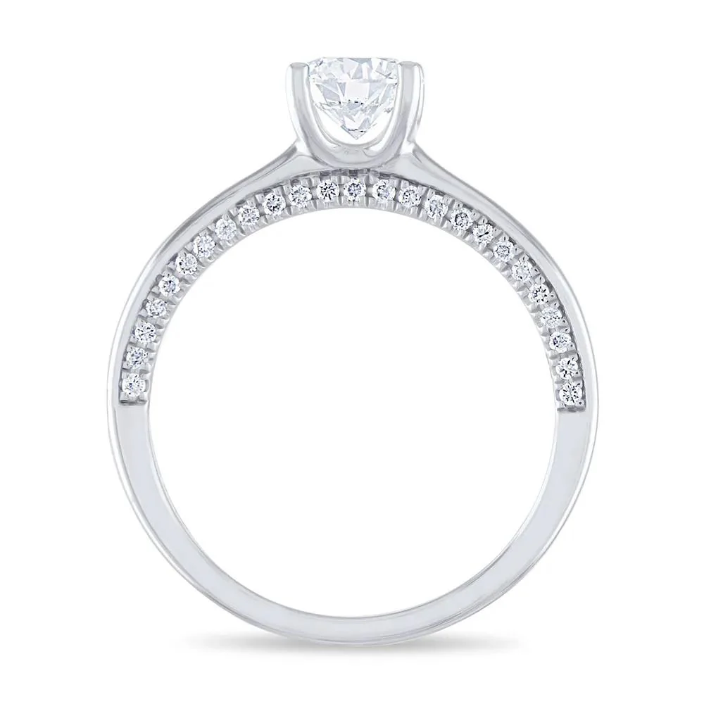 7/8 CT. Tw. Diamond Engagement Ring 14K White Gold Round Brilliant Cut Size 9 - Image 2