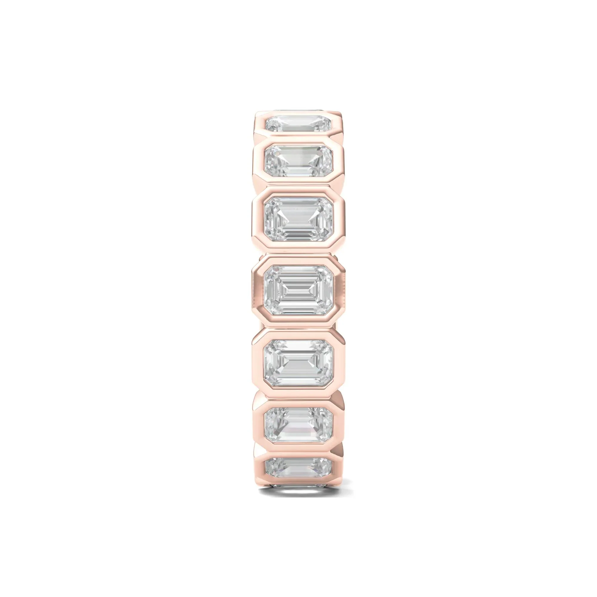 2 1/2 CT. Tw. Emerald-Cut Lab Grown Diamond Bezel-Set Eternity Band Ring 14K Rose Gold Size 4.5 - Image 3