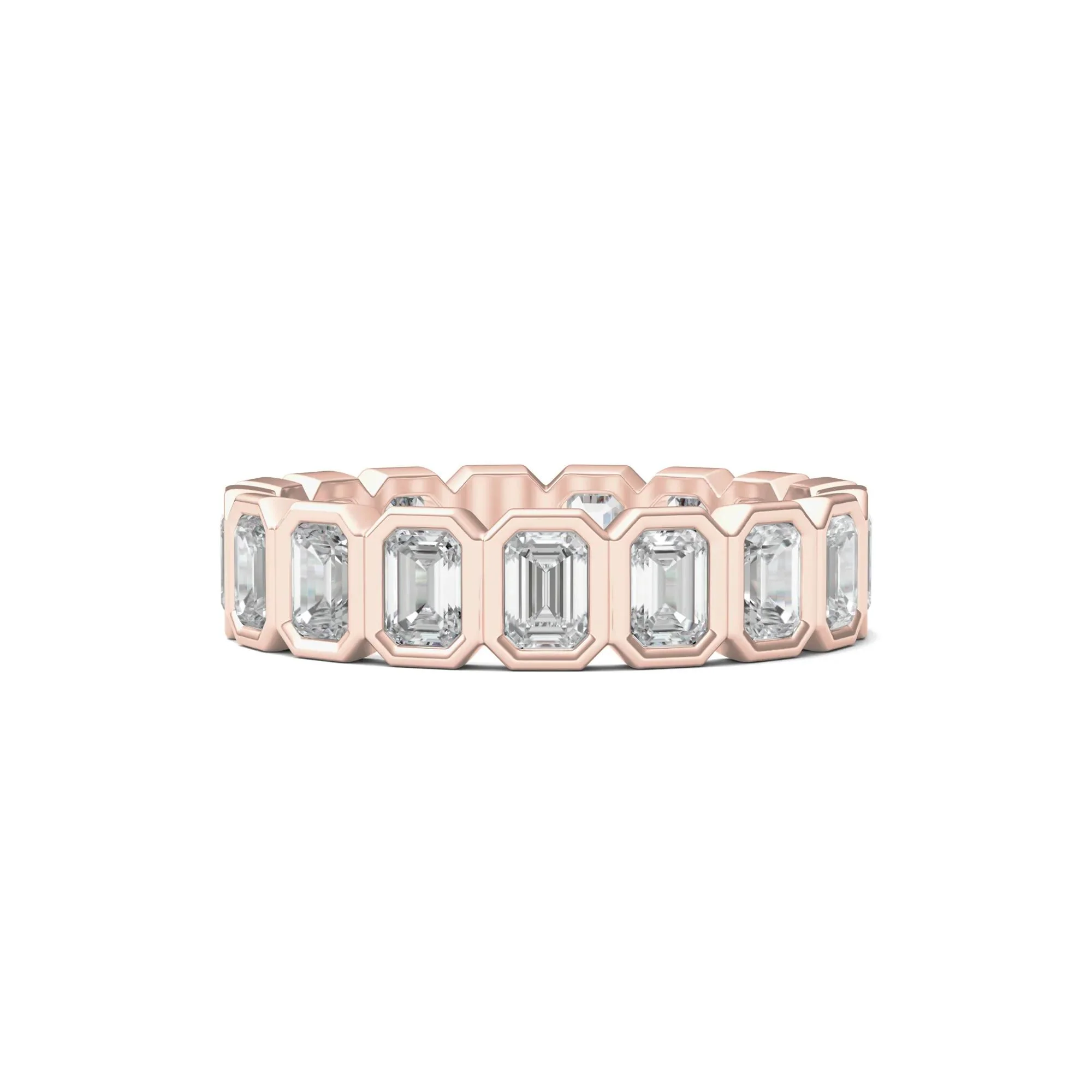 2 1/2 CT. Tw. Emerald-Cut Lab Grown Diamond Bezel-Set Eternity Band Ring 14K Rose Gold Size 5