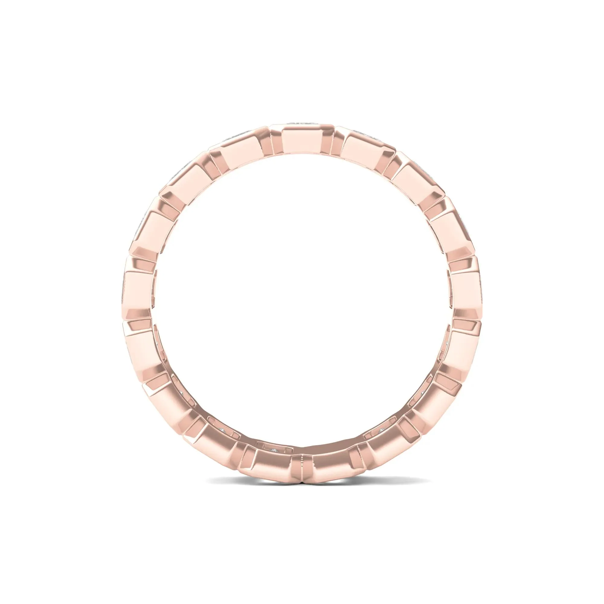 2 1/2 CT. Tw. Emerald-Cut Lab Grown Diamond Bezel-Set Eternity Band Ring 14K Rose Gold Size 8 - Image 2