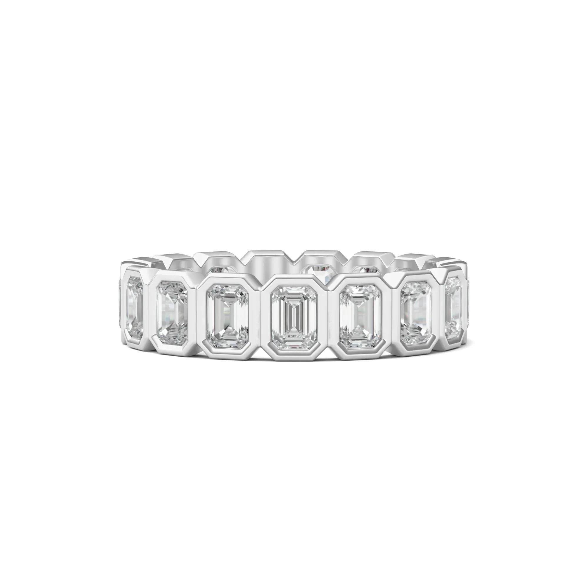 2 1/2 CT. Tw. Emerald-Cut Lab Grown Diamond Bezel-Set Eternity Band Ring 14K White Gold Size 7