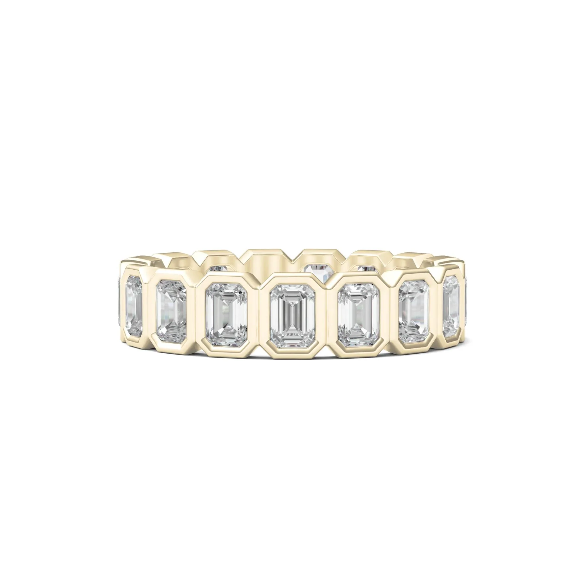 2 1/2 CT. Tw. Emerald-Cut Lab Grown Diamond Bezel-Set Eternity Band Ring 14K Yellow Gold Size 8