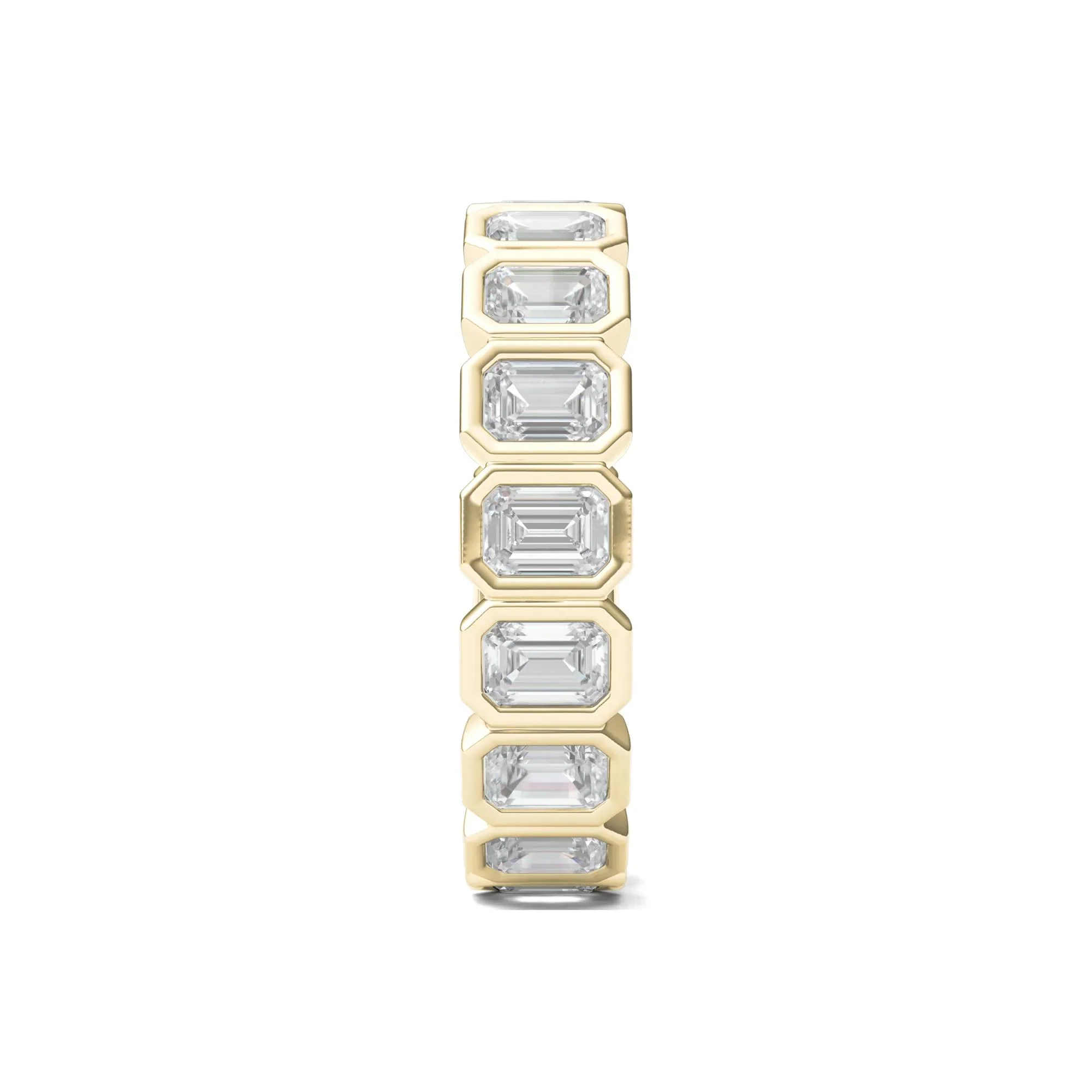 2 1/2 CT. Tw. Emerald-Cut Lab Grown Diamond Bezel-Set Eternity Band Ring 14K Yellow Gold Size 8 - Image 3
