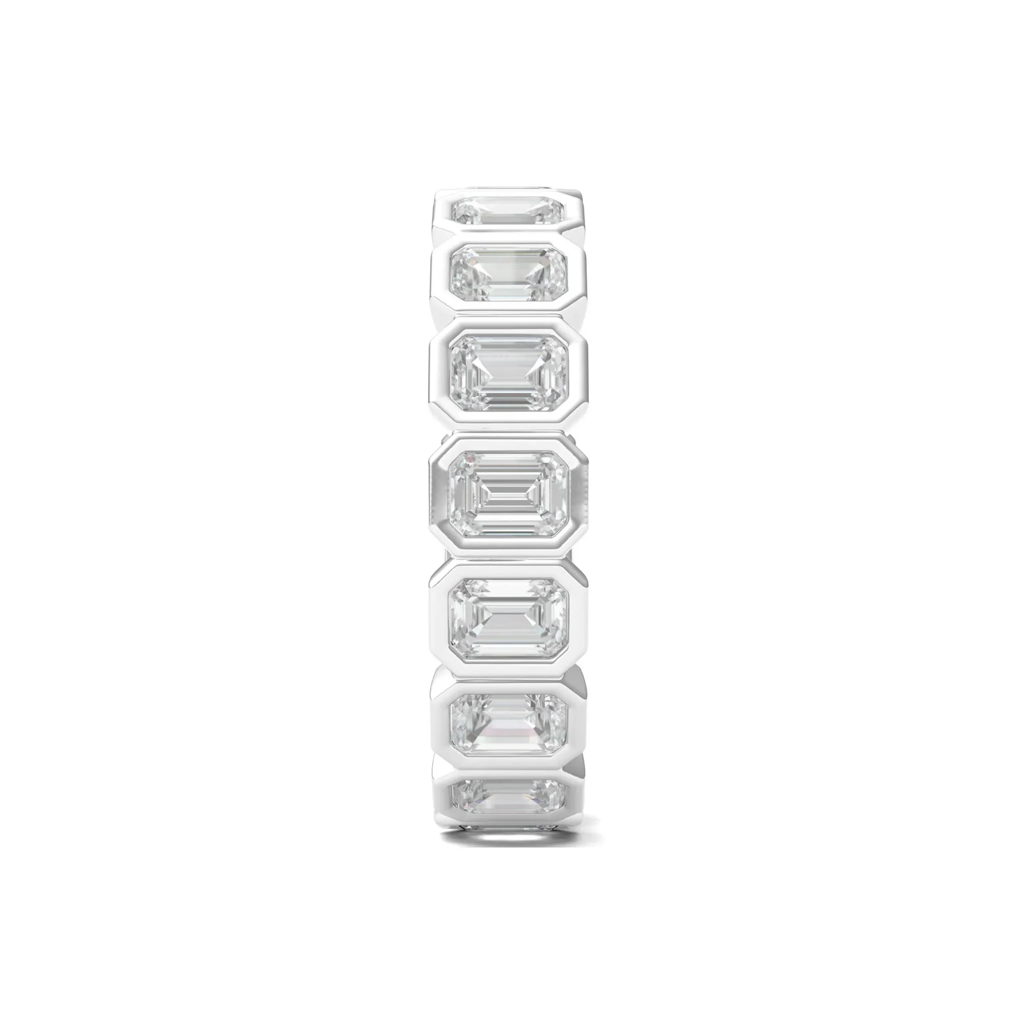 2 1/2 CT. Tw. Emerald-Cut Lab Grown Diamond Bezel-Set Eternity Band Ring Platinum White Size 9 - Image 3
