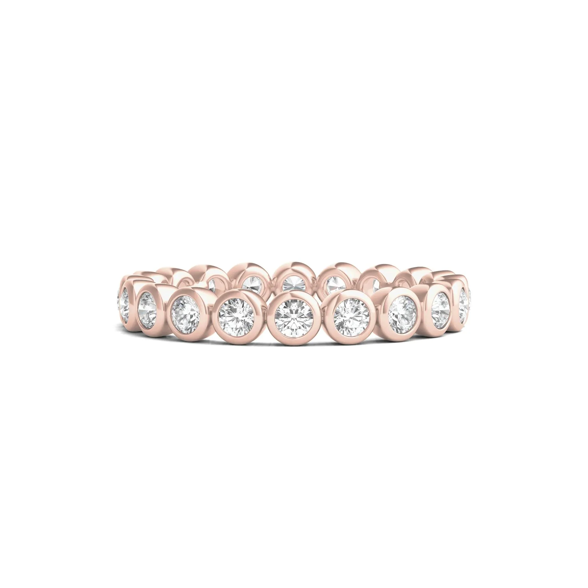 1 CT. Tw. Round Lab Grown Diamond Bezel-Set Eternity Band Ring 14K Rose Gold Size 6