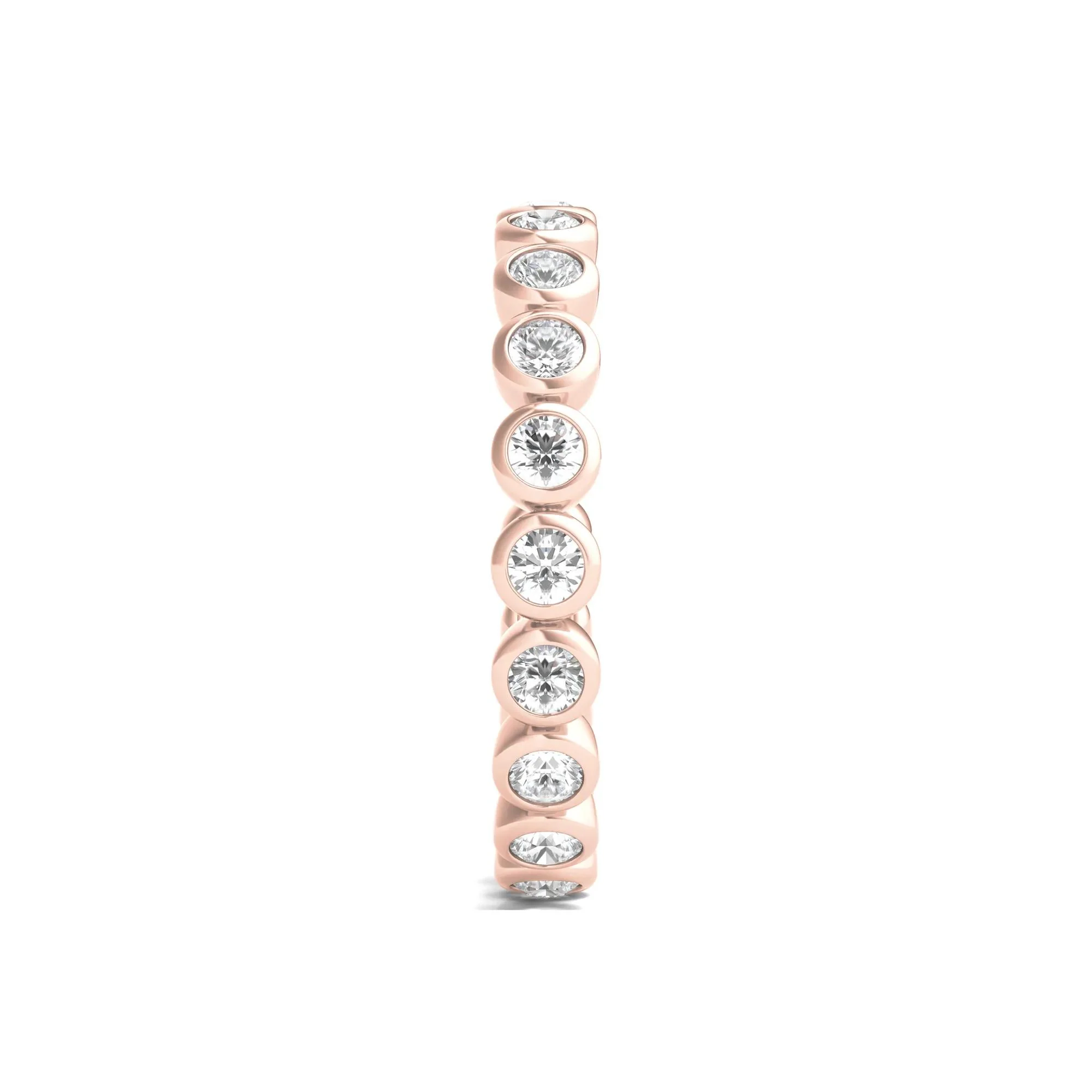 1 CT. Tw. Round Lab Grown Diamond Bezel-Set Eternity Band Ring 14K Rose Gold Size 7 - Image 3