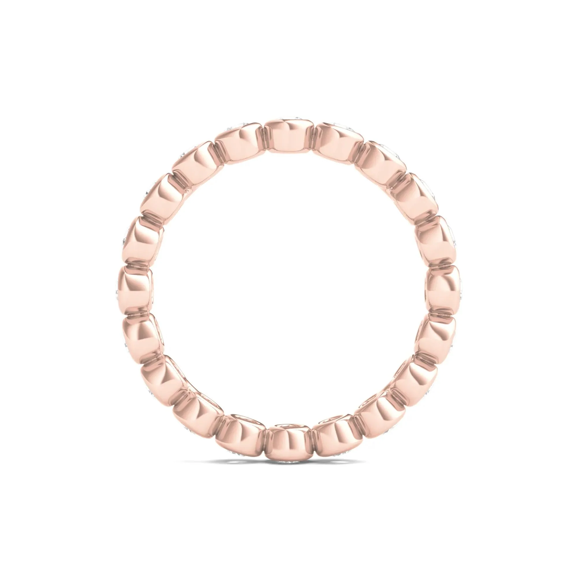 1 CT. Tw. Round Lab Grown Diamond Bezel-Set Eternity Band Ring 14K Rose Gold Size 8 - Image 2